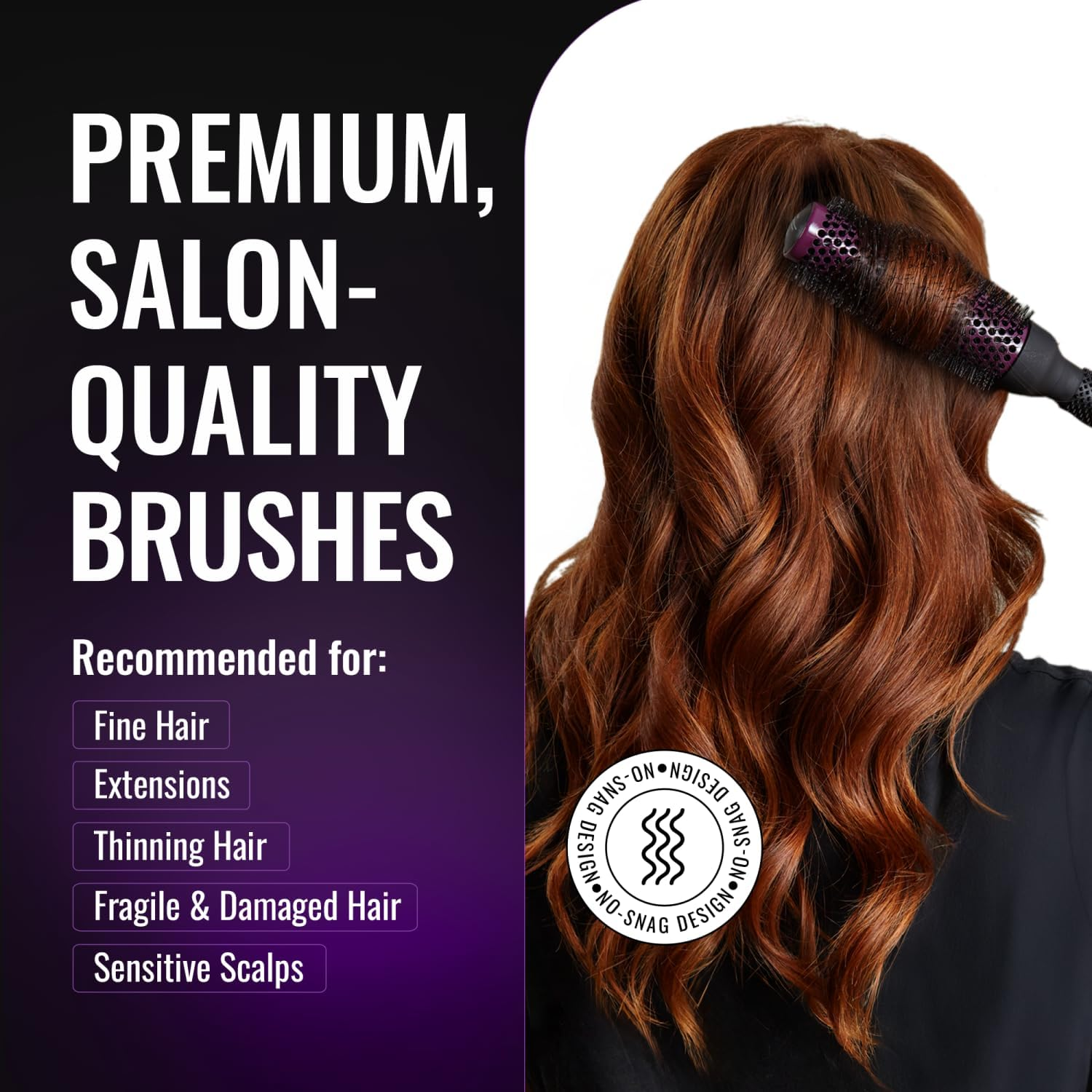 Ergo Super Gentle round Brush for Blow Out - Salon Quality Hair Styling for Women - Roller for Wet and Dry Hair - Volumizing Care Blowout - ERG53: 2" image number 4