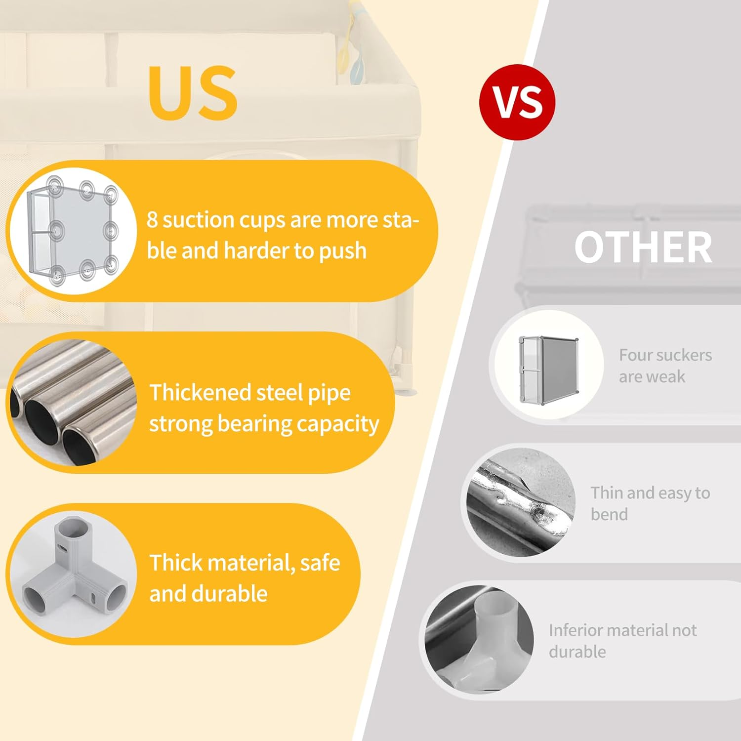 Infant Shining Baby Playpen, Playpens for Babies, Large Playpen for Toddlers, Recreation Area, Sturdy Safety Baby Play Yard Fence，Baby Gate Playpen (125 * 125Cm, Gray) image number 1