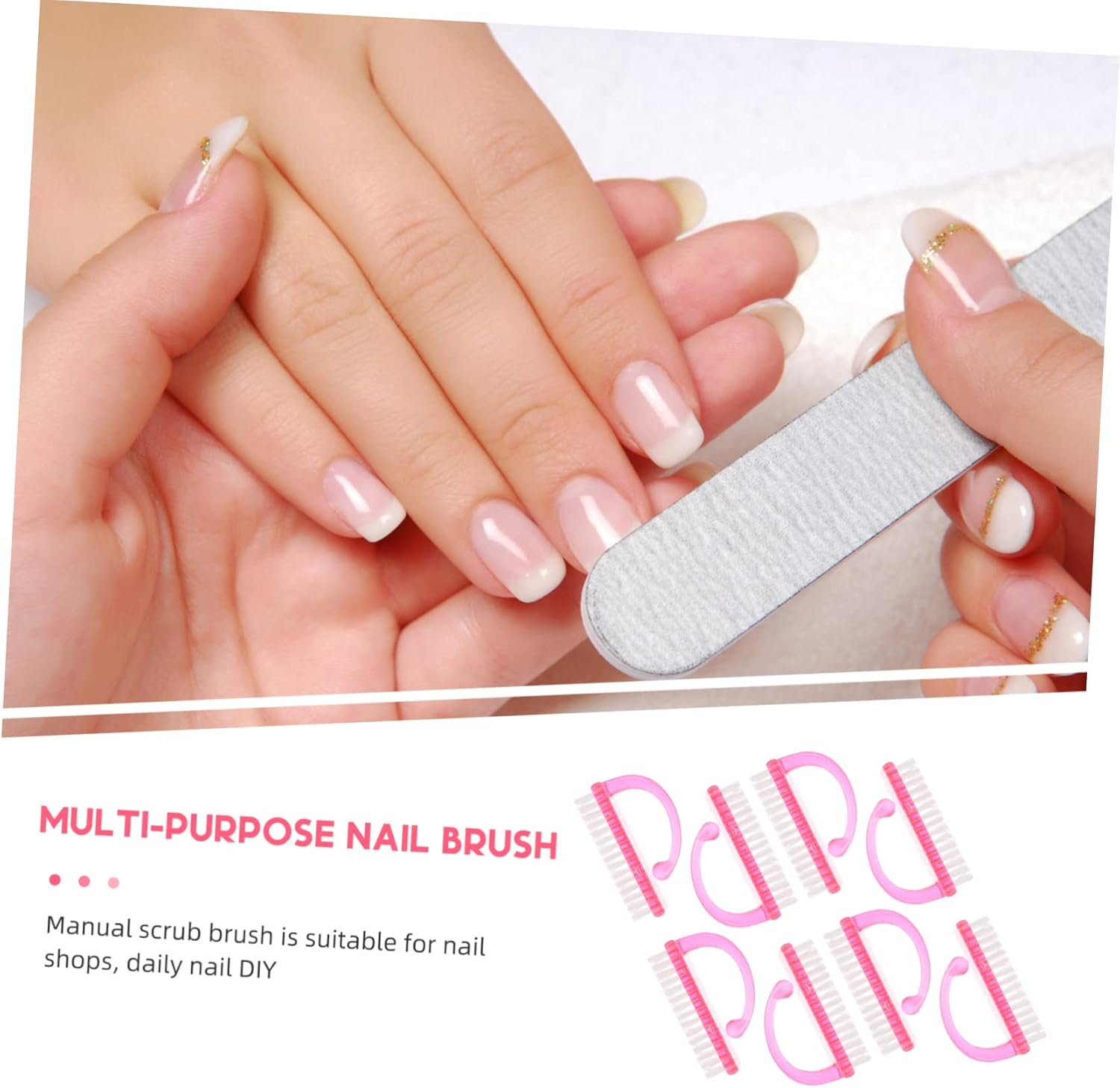 Ipetboom 8Pcs Fingernail Cleaning Brush Soft Bristle Nail Art Manicure French Brush image number 6