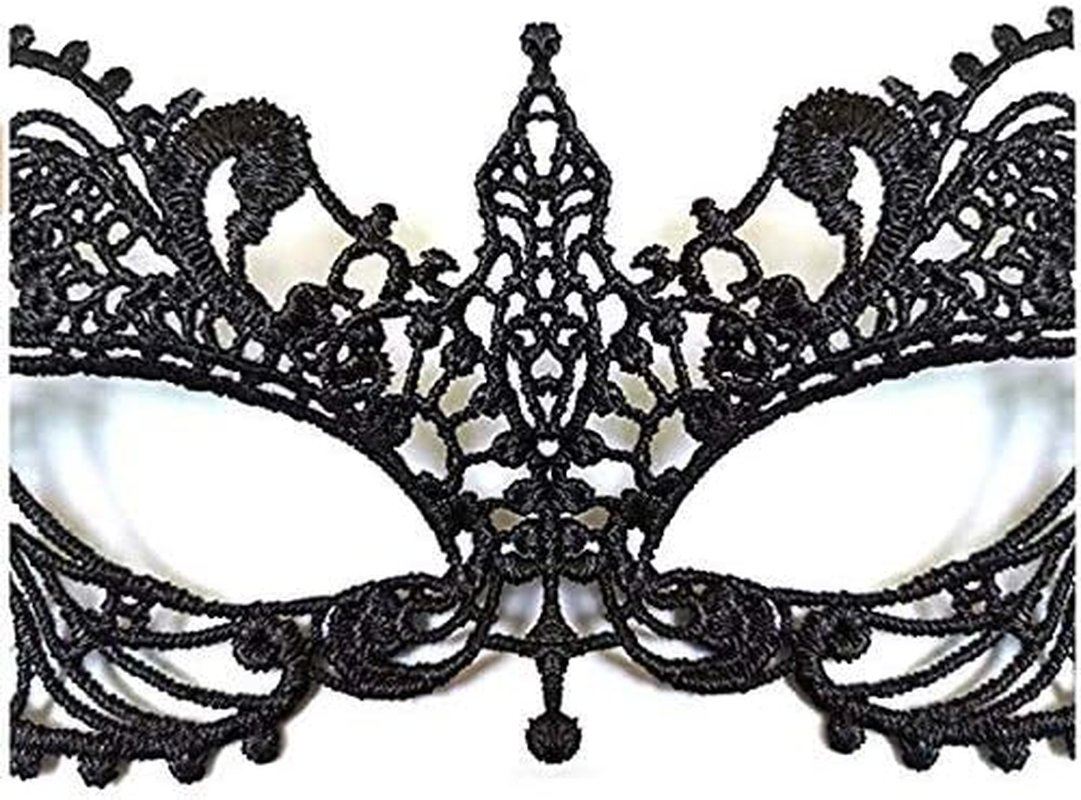 Imapo Masquerade Mask, Mardi Gras Masks for Women Lady Girls, Halloween Christmas Cosplay Venetian Party Prom Ball Lace Eye Masks - Black image number 3