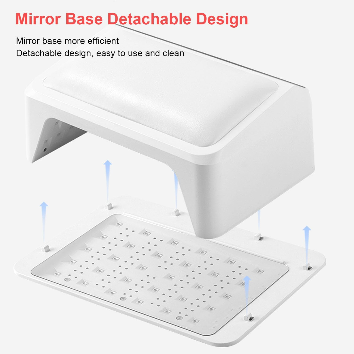 72W UV LED Nail Lamp with PU Leather Nail Arm Rest for Polygel, Gel Polishes, Gel Nail Dryer with 66 Light Beads, Led Nail Light for Gel Nails with Automatic Sensor & 4 Timers Detachable Tray image number 6