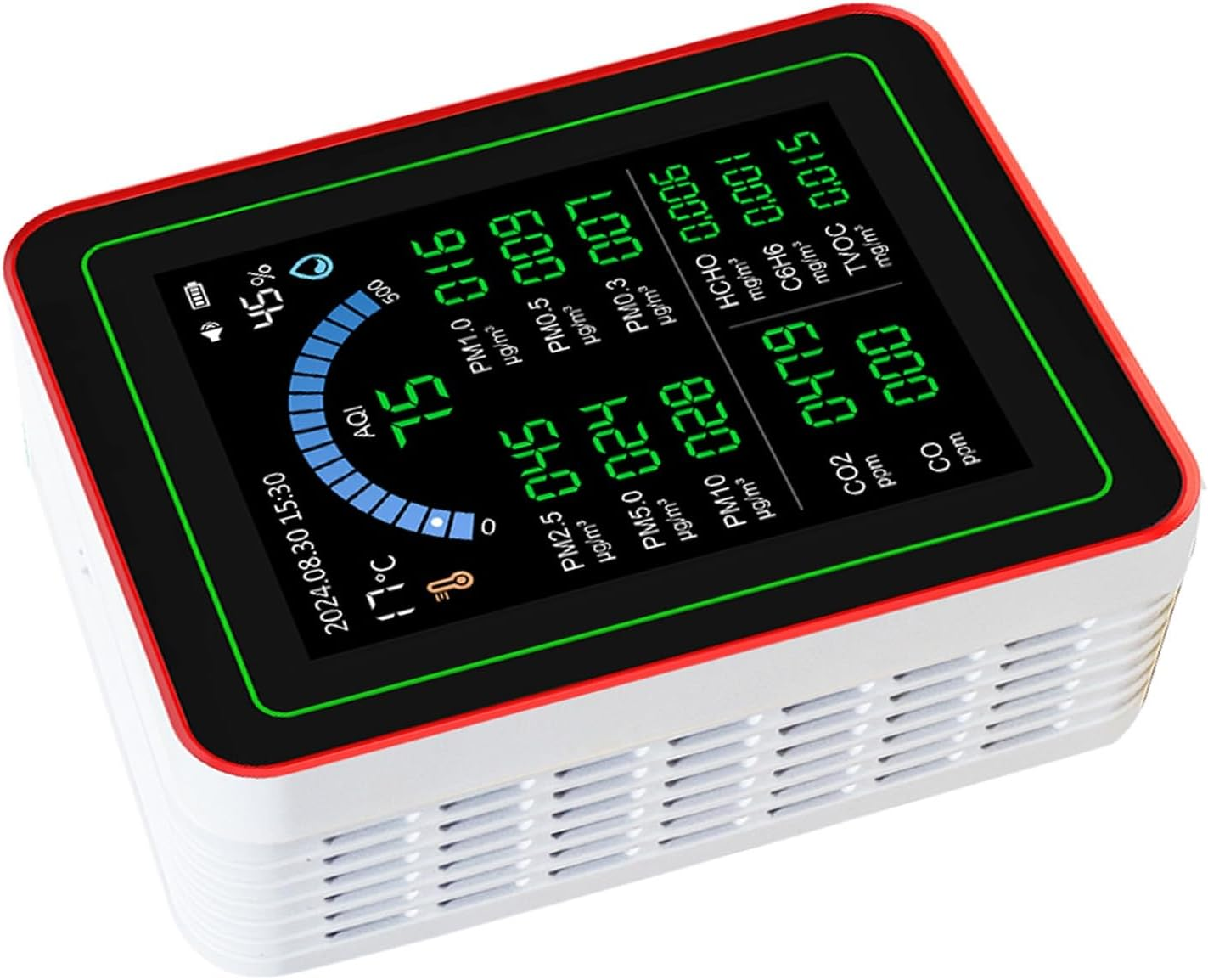 18 in 1 Air Quality Meter, Indoor CO2 HCHO TVOC PM2.5 Tester with Battery, Data Curve Display, Real Time Monitoring Storage for Home Office​ image number 6