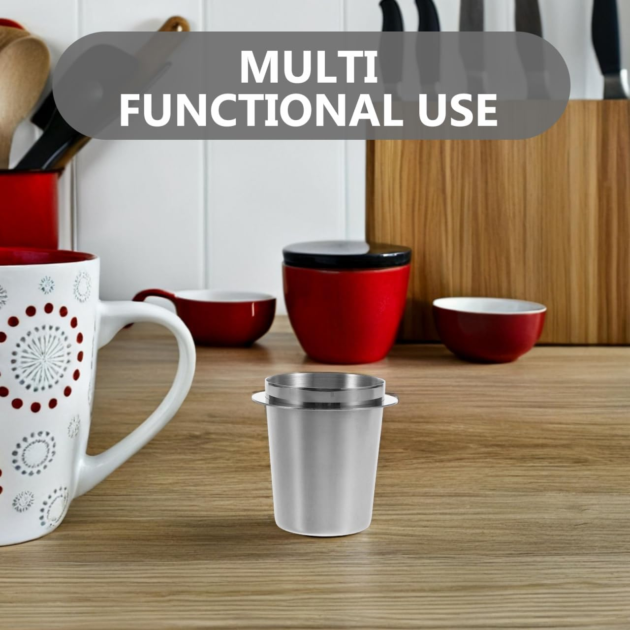 Cabilock Stainless Steel Coffee Dosing Cup, 53Mm Espresso Machine Powder Feeder, Universal Coffee Machine Handle Accessory for Home and Cafe, Simplifies Preparation