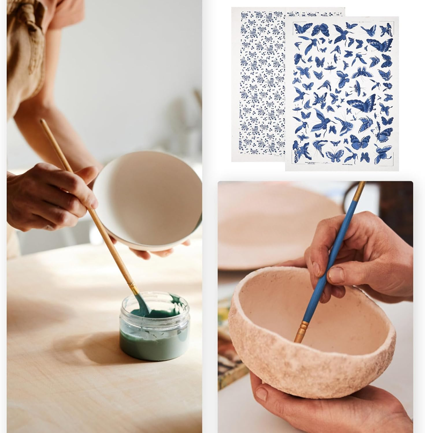 TEHAUX 2 Sheets Ceramic Decals, Pottery Underglaze Transfer Paper, Traditional Zodiac Plum Blossom Design, High Temperature Fired, Blue and White, 20.47 X 14.57 Inches, for Pottery and Ceramic Decor image number 1