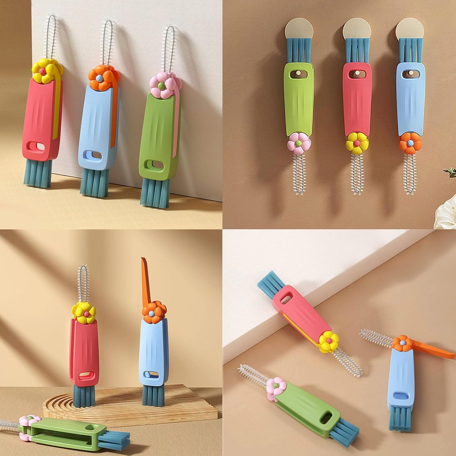 3 in 1 Cup Lid Cleaning Brush, Multifunctional Portable Cleaner with Brush,For Thorough of Bottles, Cups, and Tight Spaces - Ideal,For Home Kitchen Tools（3Pcs） image number 1