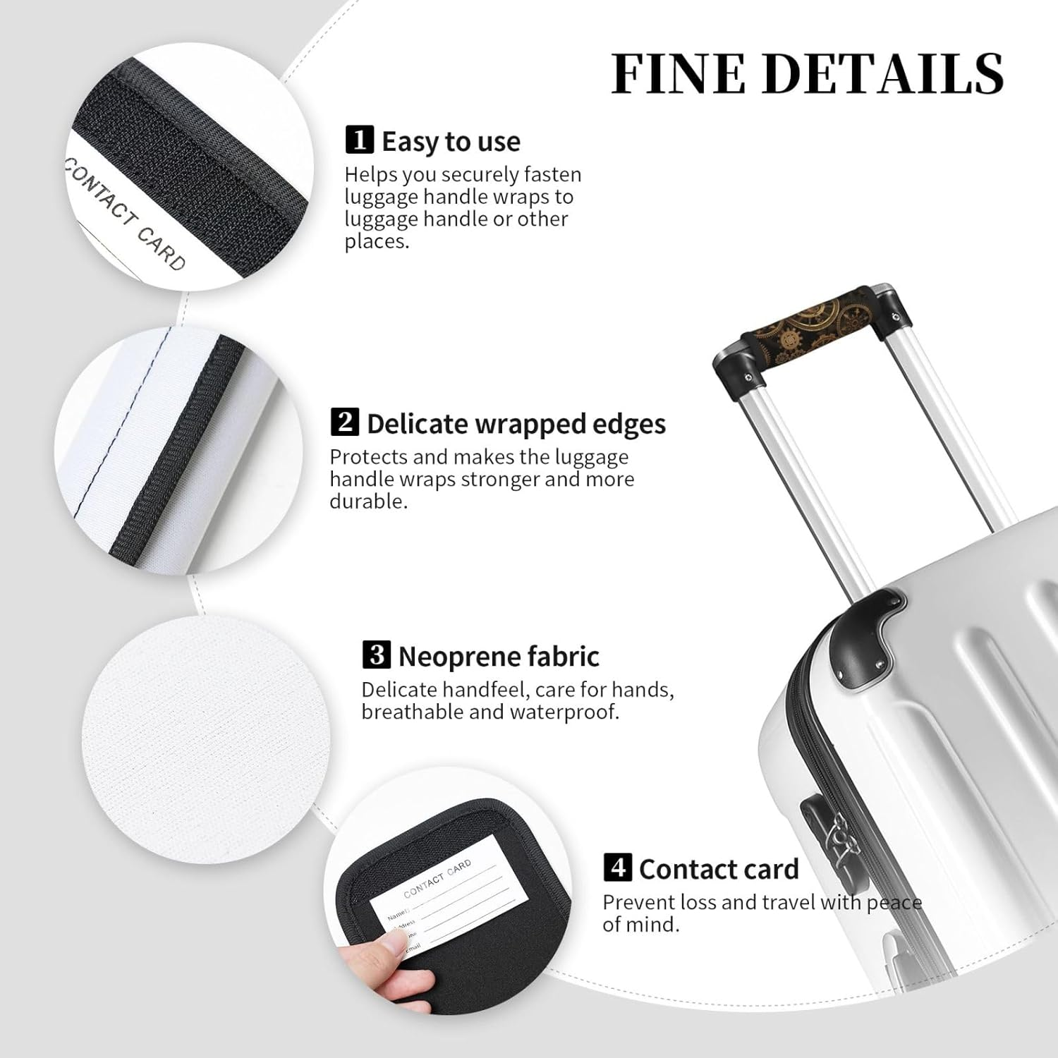 Gears Clock Bronze Century Print Stylish Luggage Wrap Grips Suitcase Wrap Grips Identifiers for Easy Travel Comfort image number 4