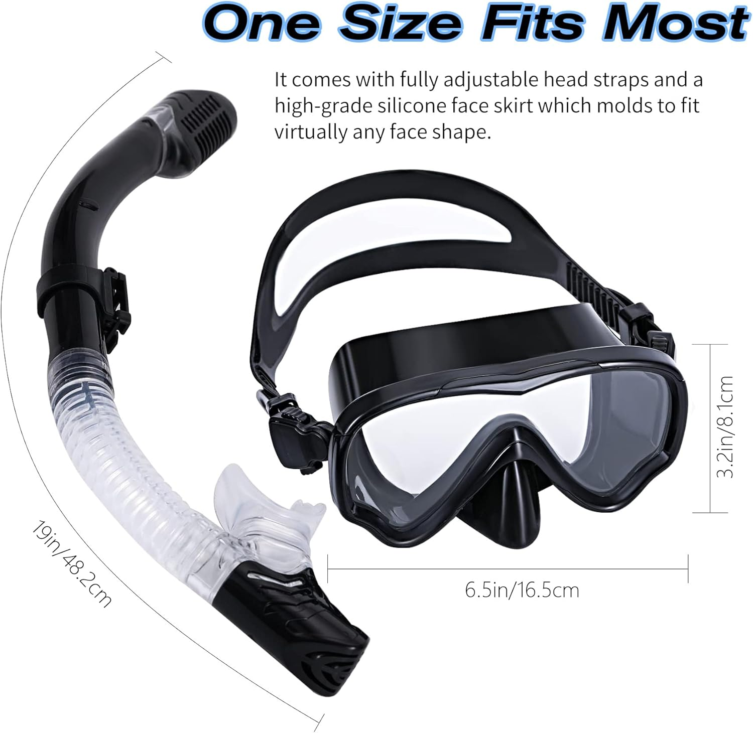 Diving Mask, Snorkel Mask with Latest Dry Top Breathing System for Adult Youth, Fold 180&deg; Panoramic Diving Snorkeling Mask, Anti-Fog, Waterproof, Unisex, Professional Swimming Snorkeling Gear image number 1