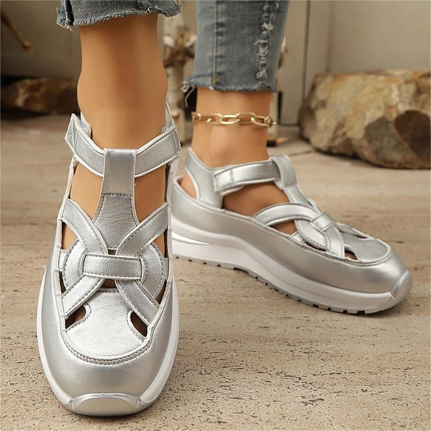 Bomre Shoes, Aveta Orthopedic Sandals, Summer Platform Wedge, Women'S Hollow-Out Casual Sandals(Black,8) image number 6