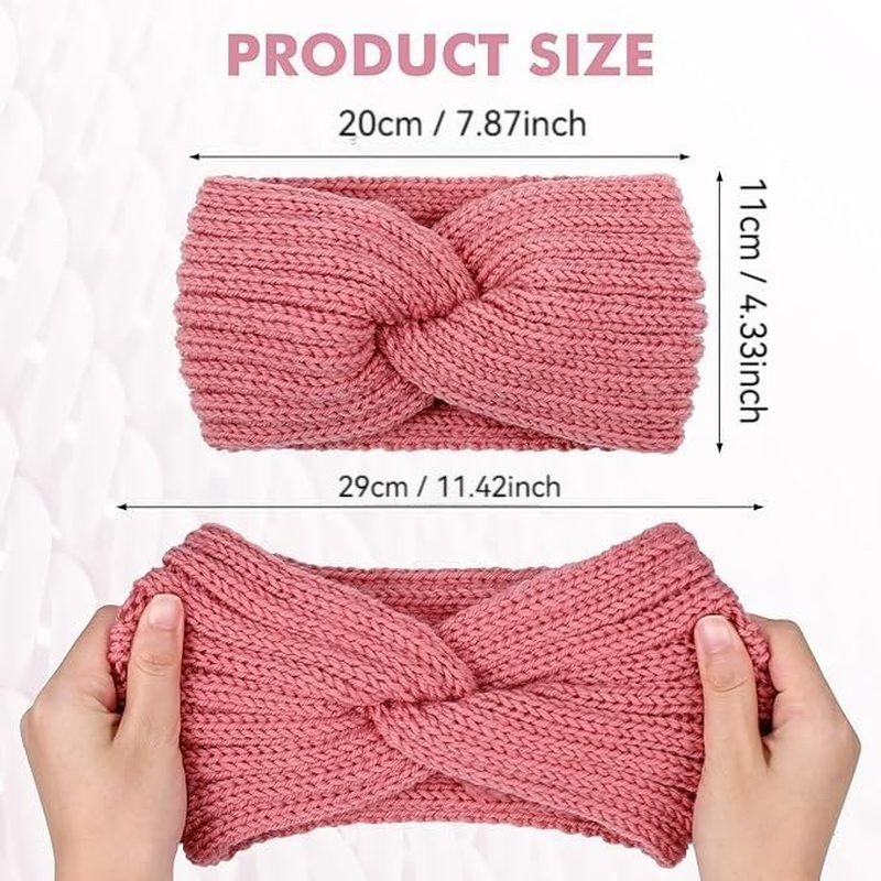 Pack of 3 Children'S Girls' Headbands, Chunky Knit Headbands, Braided Winter Headbands for Women and Girls, Ear Warmers, Crochet Head Wraps, Warm and Stylish image number 2