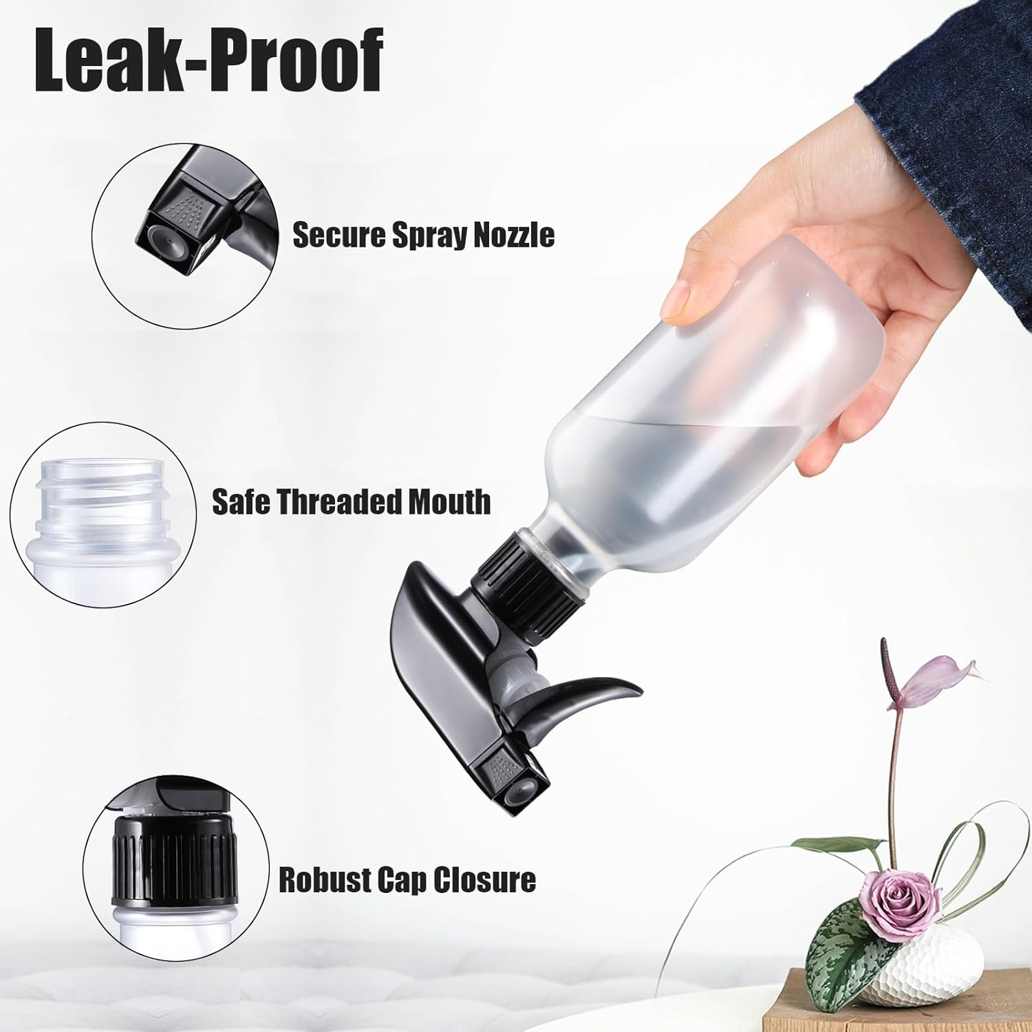 Plastic Spray Bottles Frosted Clear, Plant Mister Spray Bottle， 10Oz Refillable Empty Spray Bottles with Adjustable Nozzle Mist/Stream, Water Spray Bottle for Hair, Cleaning Solutions, Pet, Cooking