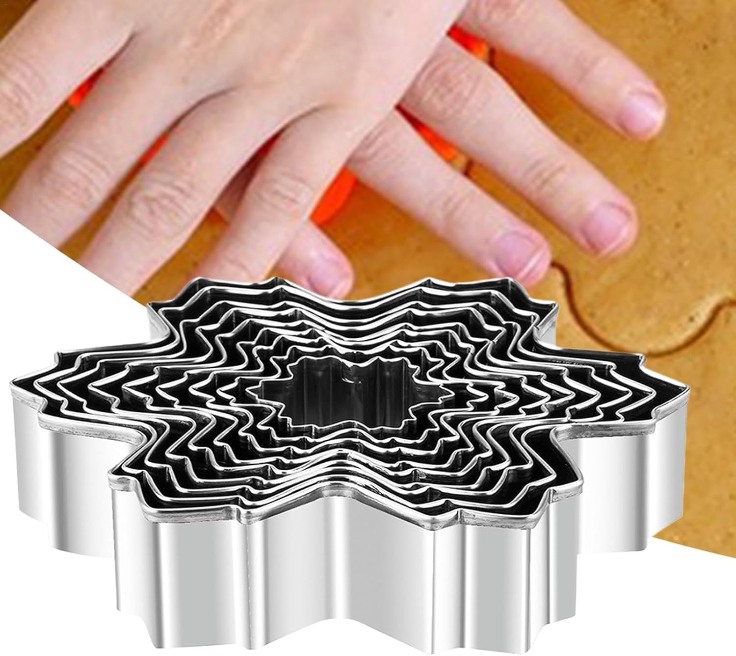 Christmas Cookie Set, Stainless Steel Cutter Fondant, Baking Molds Cookie Cutter, 9X Holiday Cookie Baking Tools, Snowflake Cookie Shaper, Stainless Steel Cookie for H image number 3