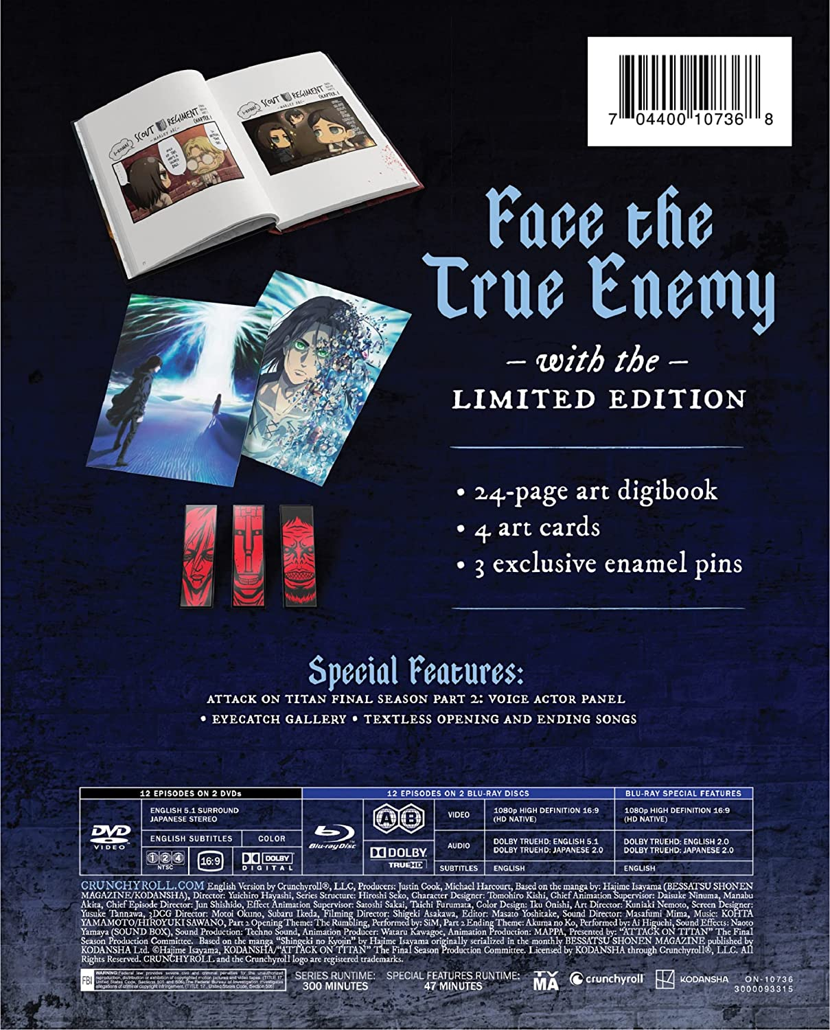 Crunchyroll Attack on Titan Limited Edition Final Season Part 2 Dvd/Blu-Ray Combo image number 2