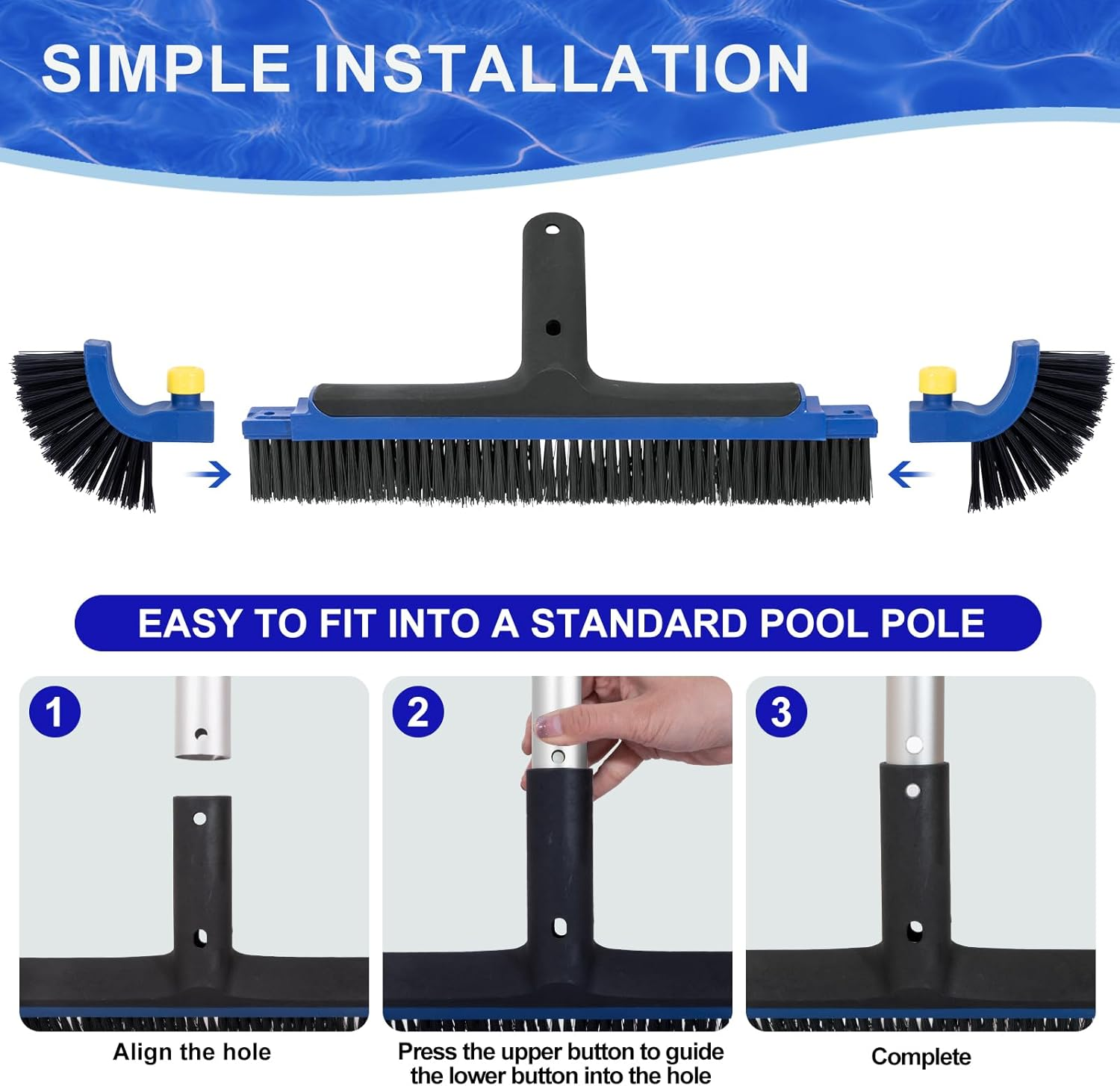 POOLAZA 52Cm Pool Brush, Heavy Duty Pool Brush Head for Inground Pools & above Ground Pools, Duable Pool Scrub Brush Fits Standard Australian Pole image number 4