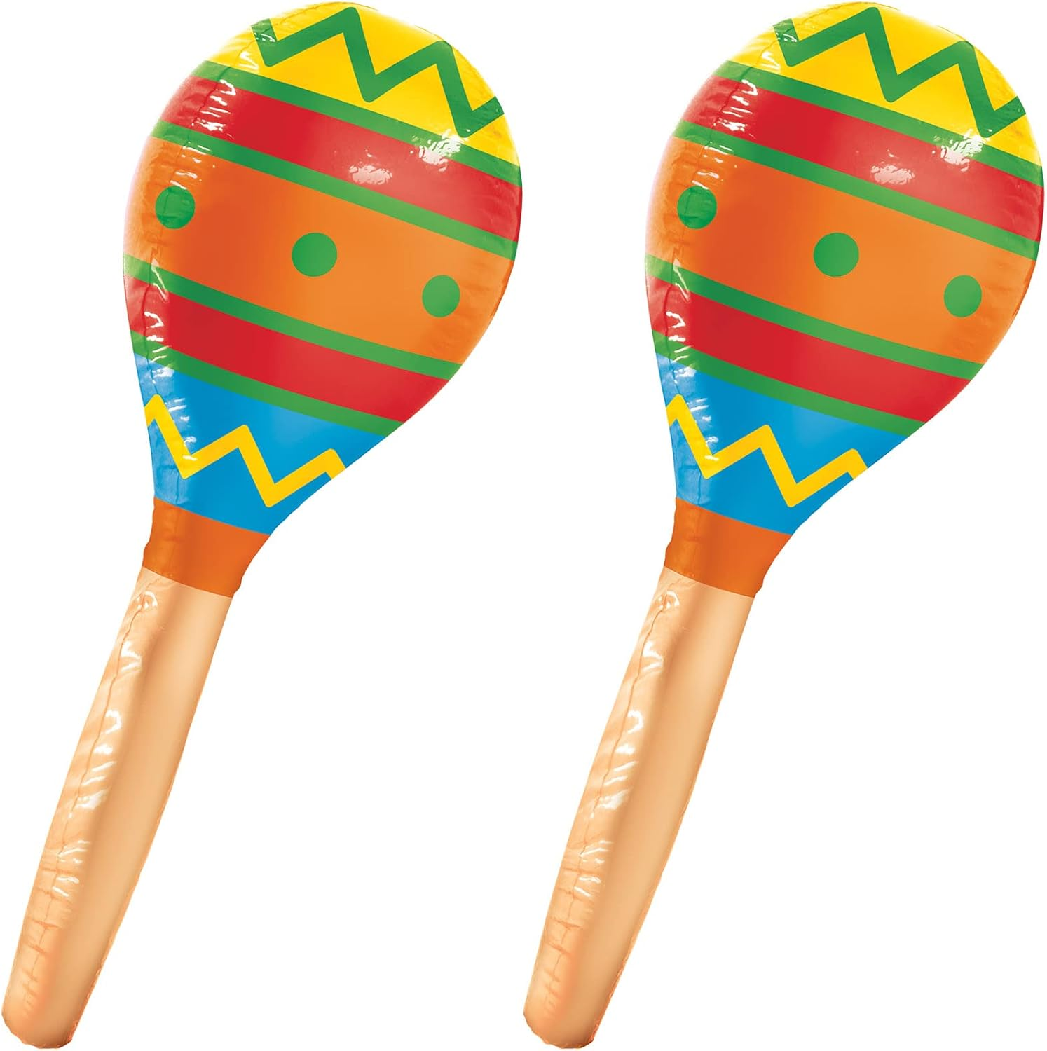 Beistle 2 Piece Inflatable Maracas for Fiesta Parties, Cinco De Mayo and Mexican Theme Decorations, 30", Multicolor image number 4