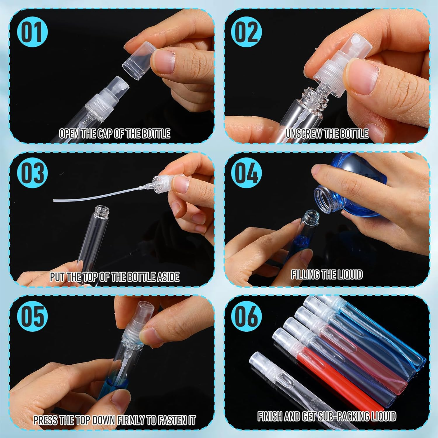 YBEATY 20 Pcs Mini Spray Bottles Perfume Sample Bottles 10Ml Clear Glass Refillable Fine Mist Atomizer Sprayer Small Portable Travel Dispenser Cosmetics Spray Containers Empty for Essential Oils image number 1