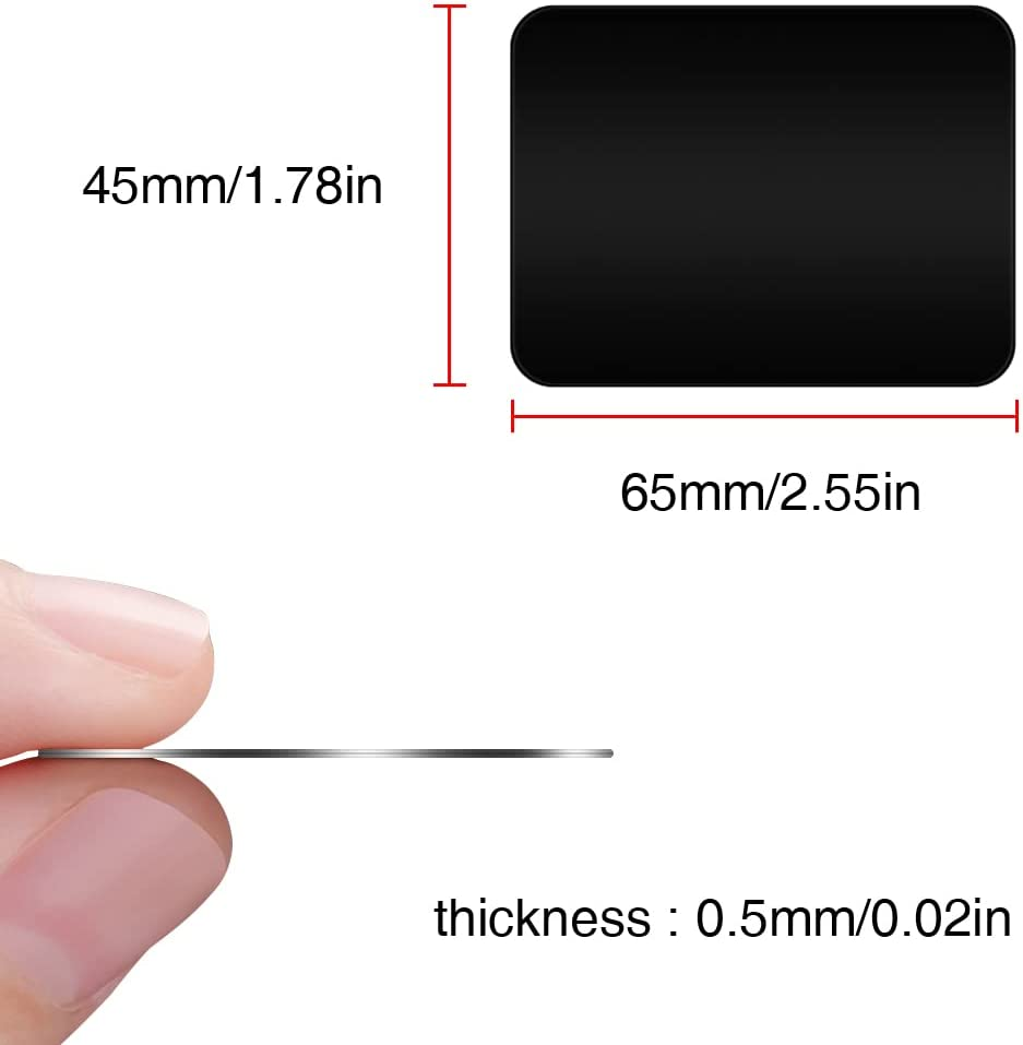 [8 Pack] Magnetic Car Mount Holder Metal Plates, TIQUS 65X45Mm Black Rectangle Universal Replacement Mount Metal Plate Kit with Adhesive for Magnetic Car Mount Cell Phone Holder image number 6