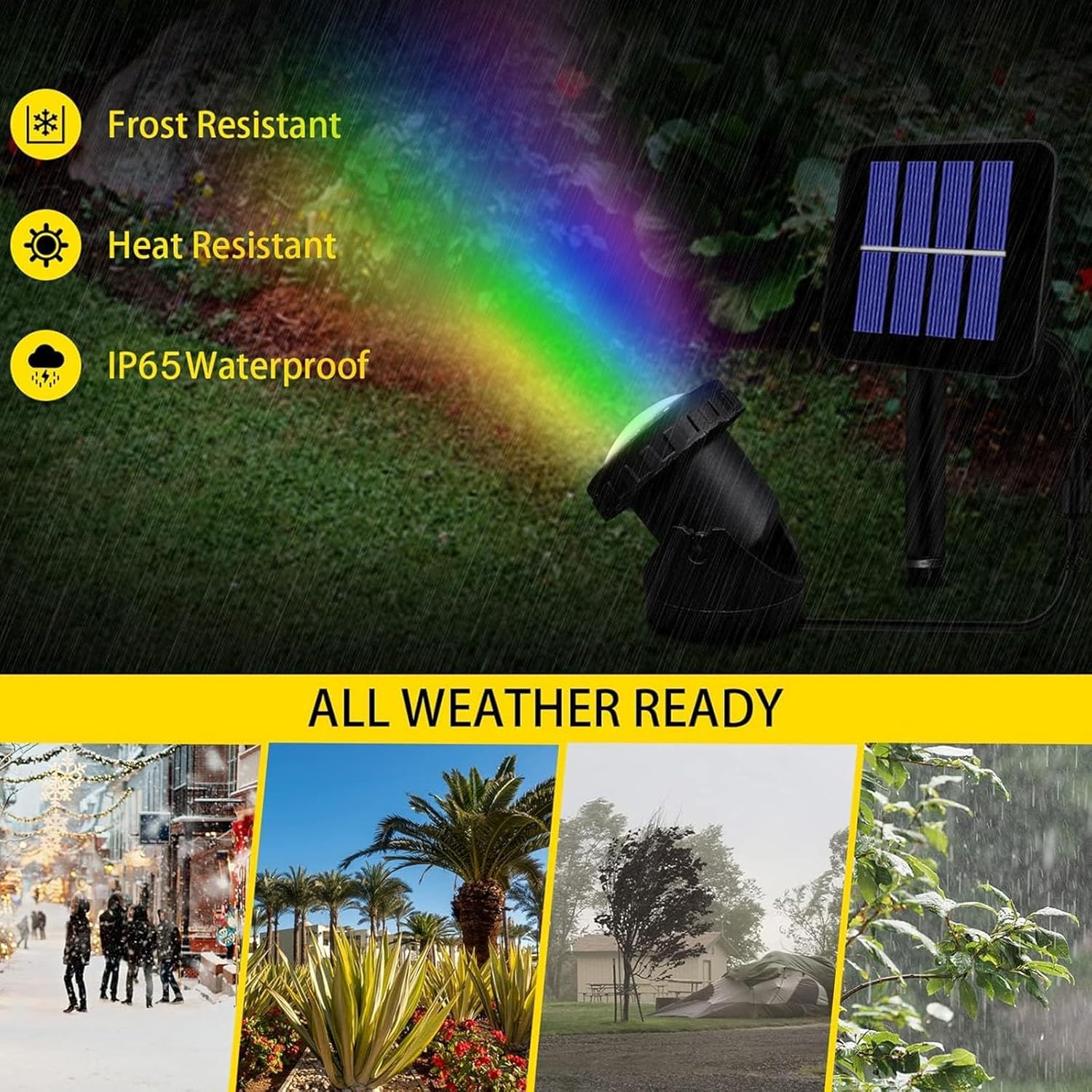 Solar Pond Lights, RGB Color Changing LED Underwater Lights with 2 Modes, Solar Submersible Fountain Lights IP68 Waterproof, Landscape Spotlights for Ganden Pond Waterfall Fountain Pool (2 in 1) - 3 In 1 image number 2