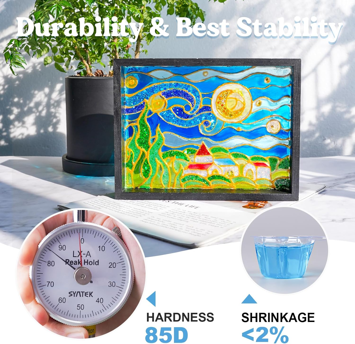 LET'S RESIN UV Resin Kit with Lamp, Upgraded 200G Crystal Clear&Low Odor UV Resin Kit, UV Light, Silicone Mat, Ultraviolet Epoxy Resin Hard, UV Resin Starter Kit for Jewelry, Craft Decor image number 4