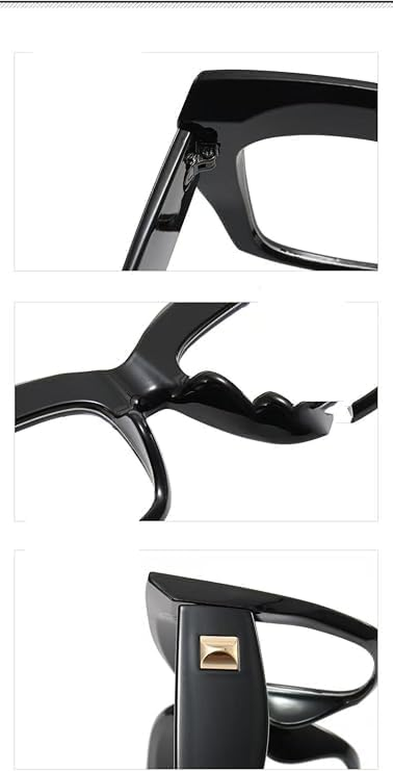 Vintage Oversized Thick Cat Eye Glasses for Women with Non- Clear Lens