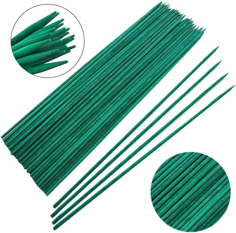 100Pcs Garden Wood Plant Stakes,Betterjonny 15.7Inch Long Bamboo Plant Support with 100Pcs Metallic Twist Ties Sticks Sturdy Floral Plant Support Stakes Wooden for Floral Picks Roasting Sticks image number 3