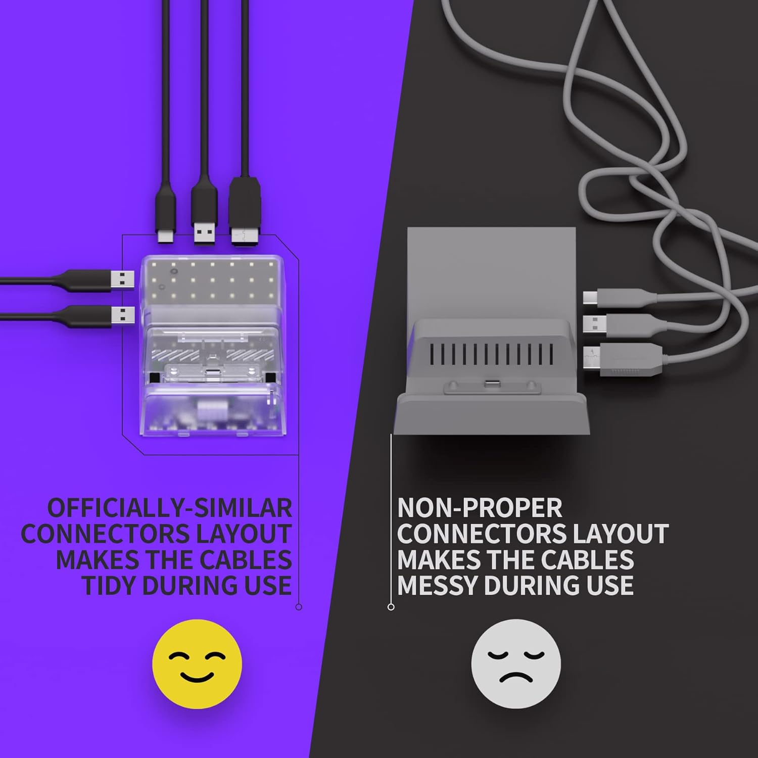 Extremerate Airydocky DIY Kit LED Version Replacement Shell Case for Nintendo Switch & Switch OLED Dock, Redesigned Control 7 Color 39 Effects RGB LED Kit for Nintendo Switch OLED Dock - Clear Atomic Purple image number 6