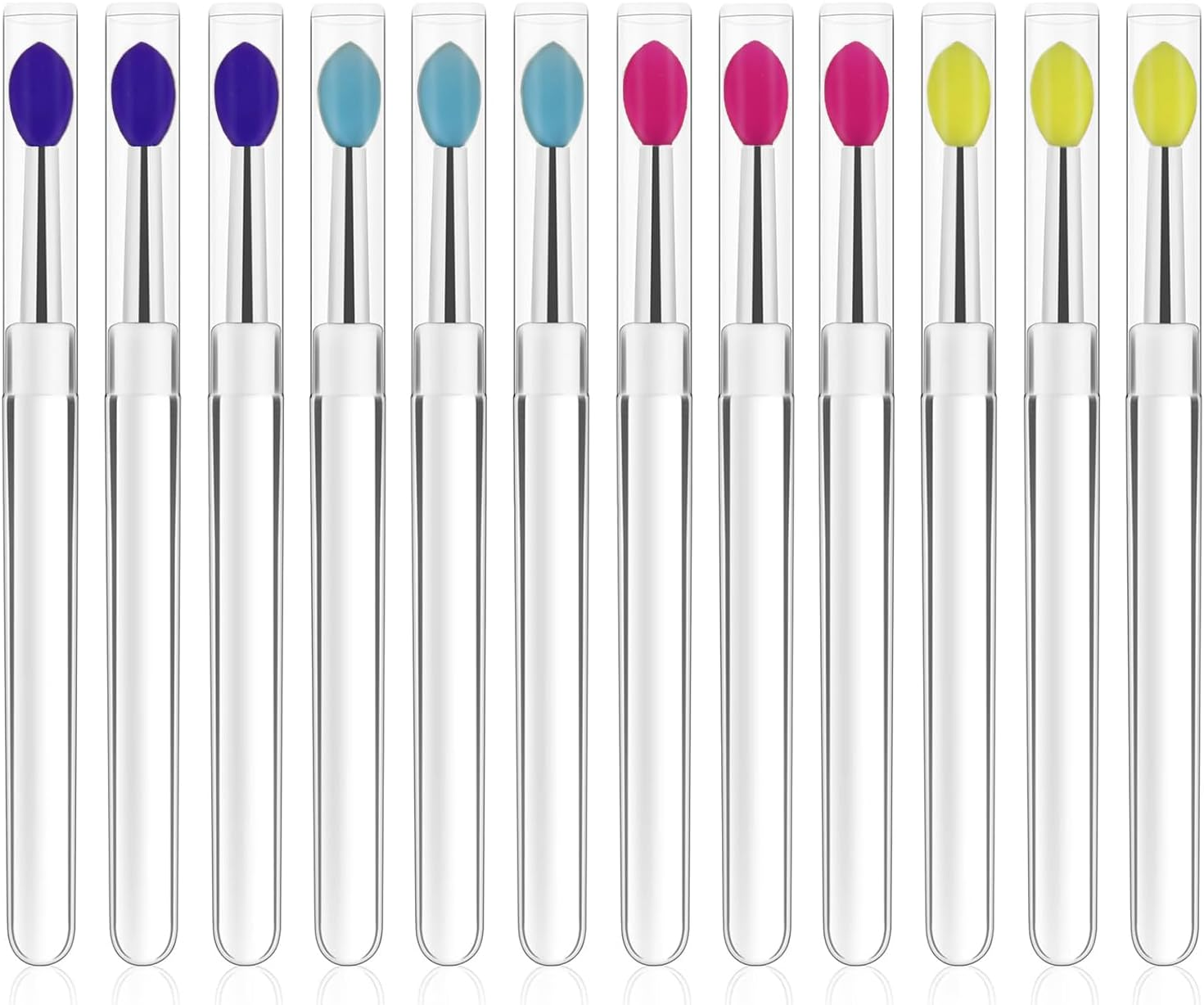 Kzvsiy 12 PCS Silicone Lip Brushes with Dustproof Covers, Reusable Lip Applicators for Lipstick, Lip Balm, Eyeshadow, Lip Cream & Lip Mask, Makeup Tools with Caps (Multicolor) image number 4