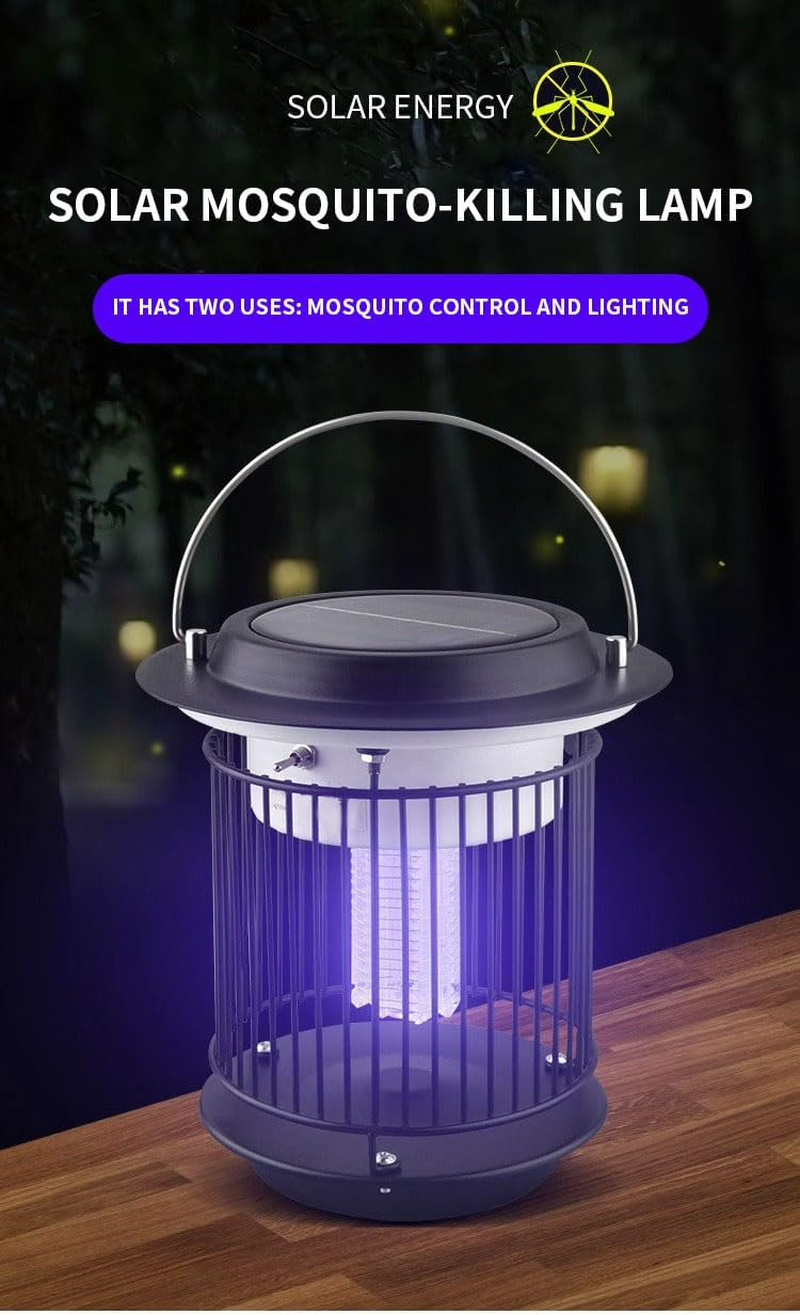 Outdoor Waterproof Solar Mosquito Zapper Outdoor Solar Powered Mosquito Killer Lamp Mosquito Repellent Lamp for Patio Yard Garden Insect (Purple Light, White Light)