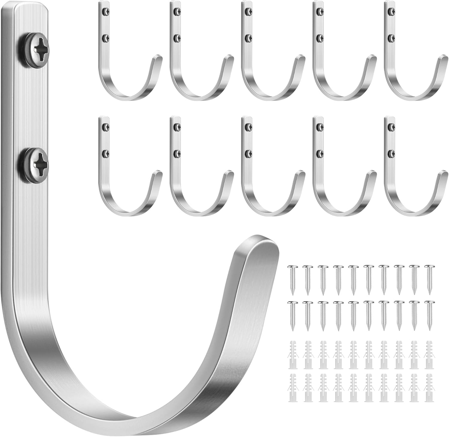 Josmimic 10-Pack Wall Hooks for Towel/Coat - 22LB Heavy Duty Metal Hanger Wall Mount, for Outdoor, Closet, Door, Shelf, Bathroom, for Backpack, Cup, Clothes, Mug, Black Matte, Screws Included image number 2