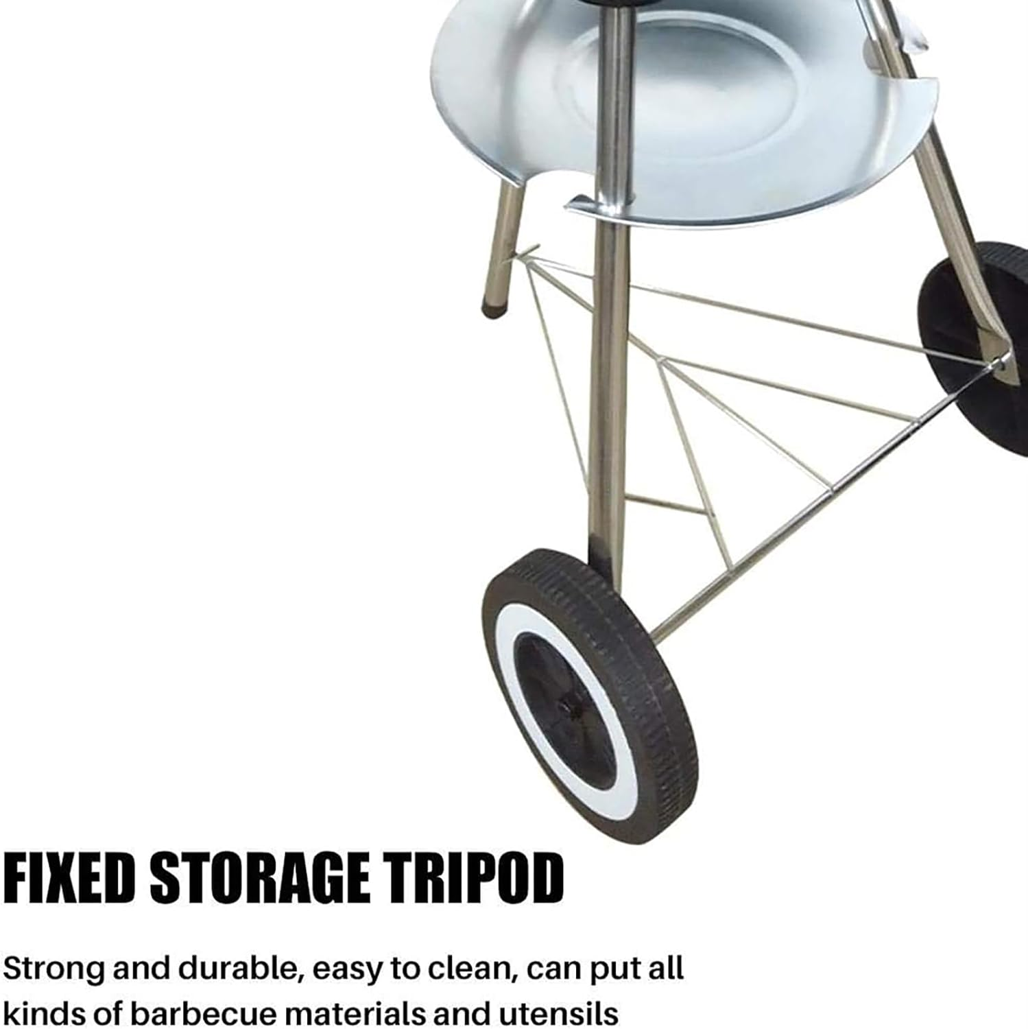 Charcoal Grill with Wheels and Storage Holder, Stainless Steel Portable BBQ Grill for Camping, Picnic, Barbecue, Party, Outdoor Activities,Red (BBQ Grill) image number 6