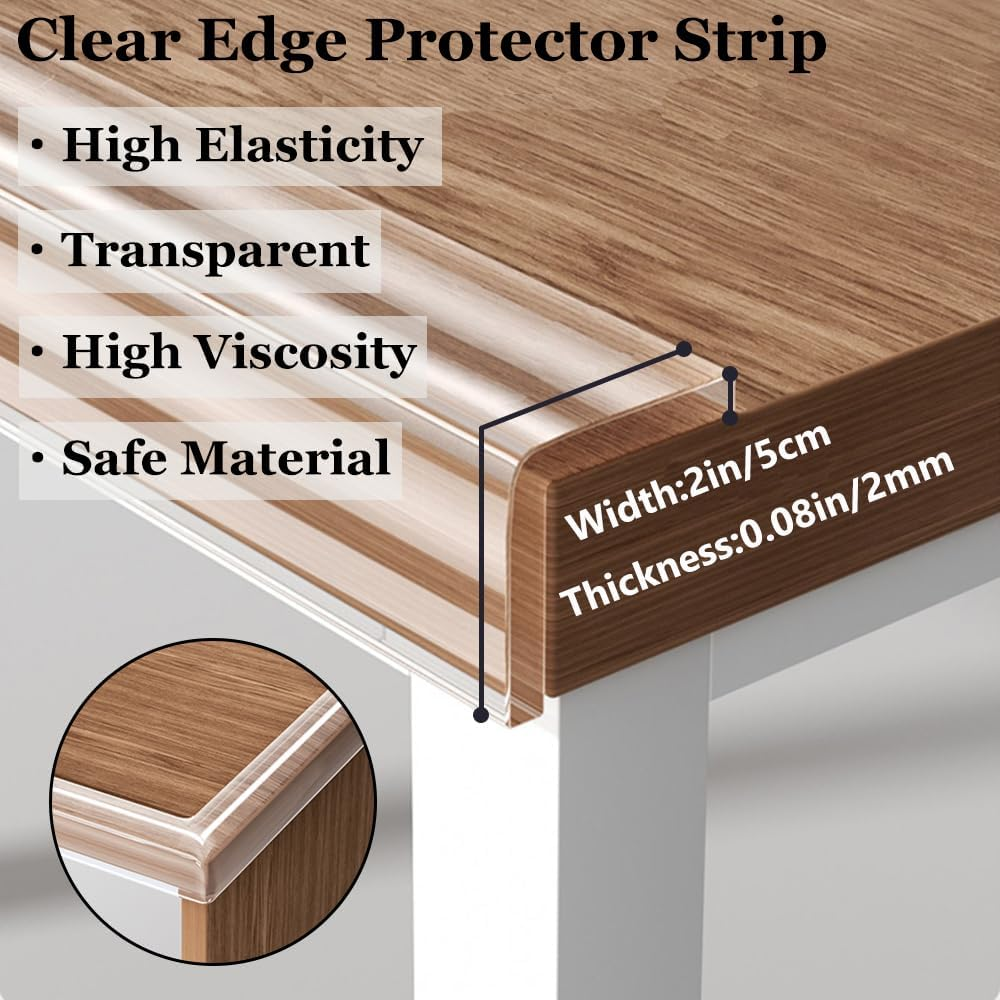 Baby Proofing Edge Protector for Kid Clear Edge Protector Strip Safety Corner Guards Child Proof Corner Bumper for Furniture 2" X 9.84' (Thk: 2Mm) image number 2