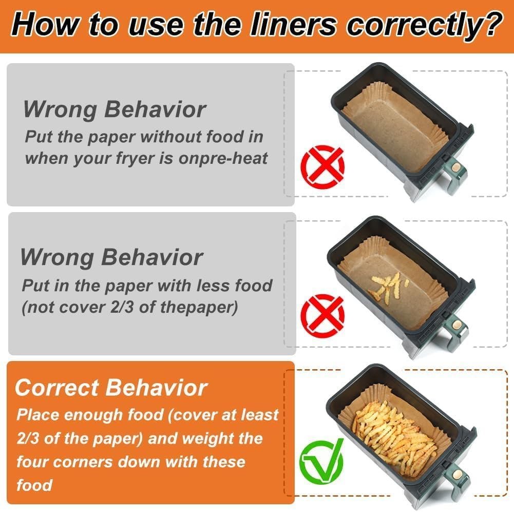 Akulife Air Fryer Liners for 5L & 3L Dual Air Fryer, Disposable Paper Liners for Philips Dual Basket Air Fryer, Tefal, Tower and Other Large & Small 2 Drawer Basket Air Fryer (100PCS) image number 5