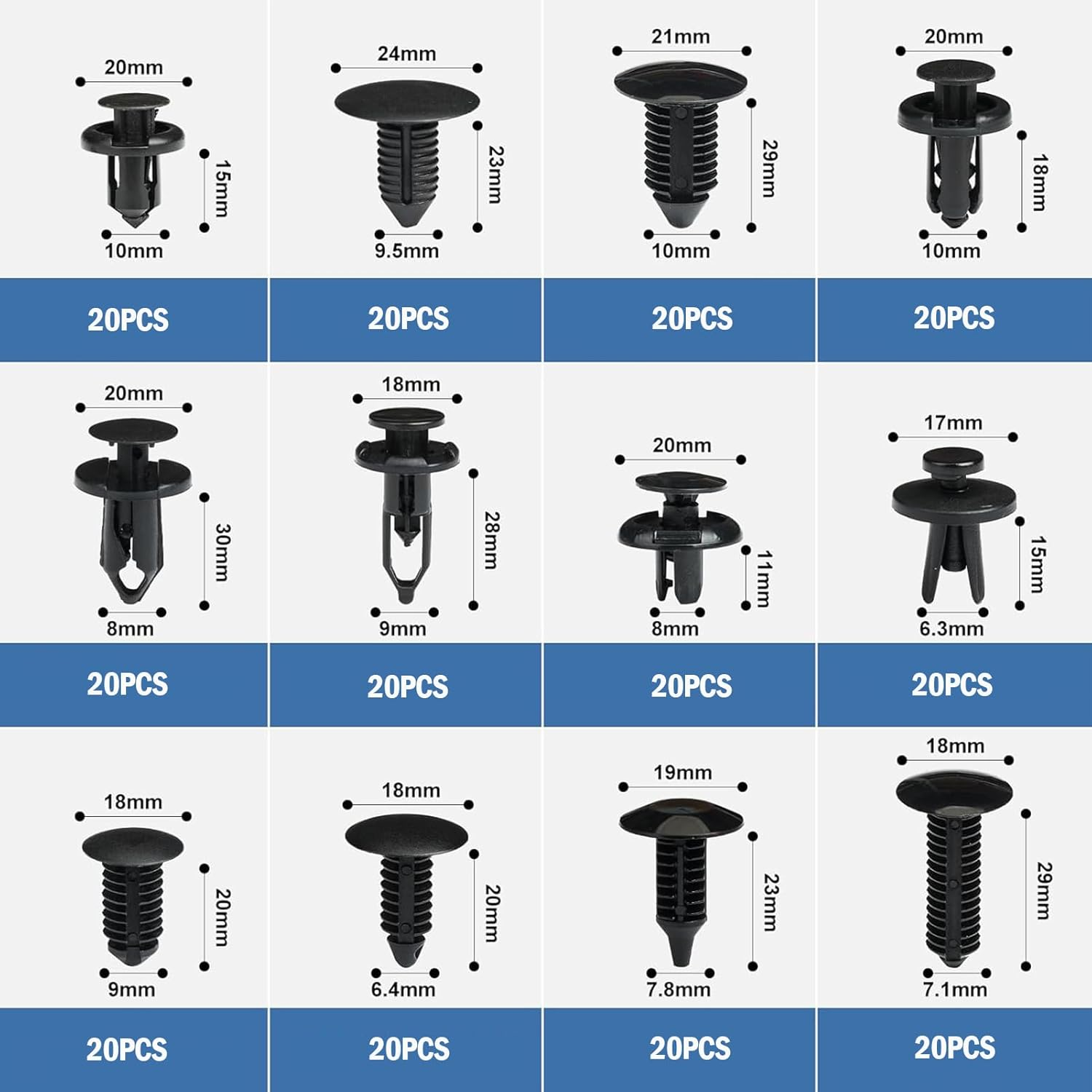 240-Piece Automotive Trim Clips Set, Push Retainer Fasteners Kit with Removal Tools, Universal Car Body Panel Clips image number 5