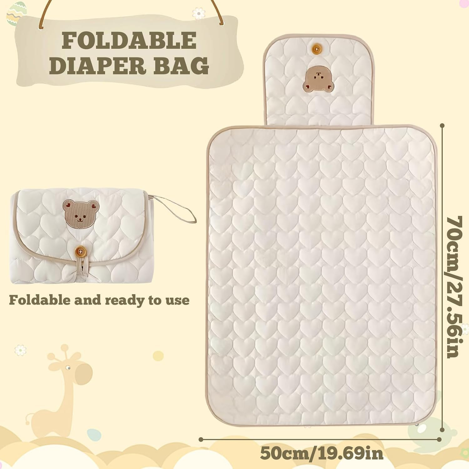 Baby Changing Pad Portable, Portable Changing Pad for Baby, Travel Diaper Changing Pad for Newborn, Compact & Foldable Baby Diaper Changing Mat with Baby Wipes Pockets, Baby Shower Gifts image number 6