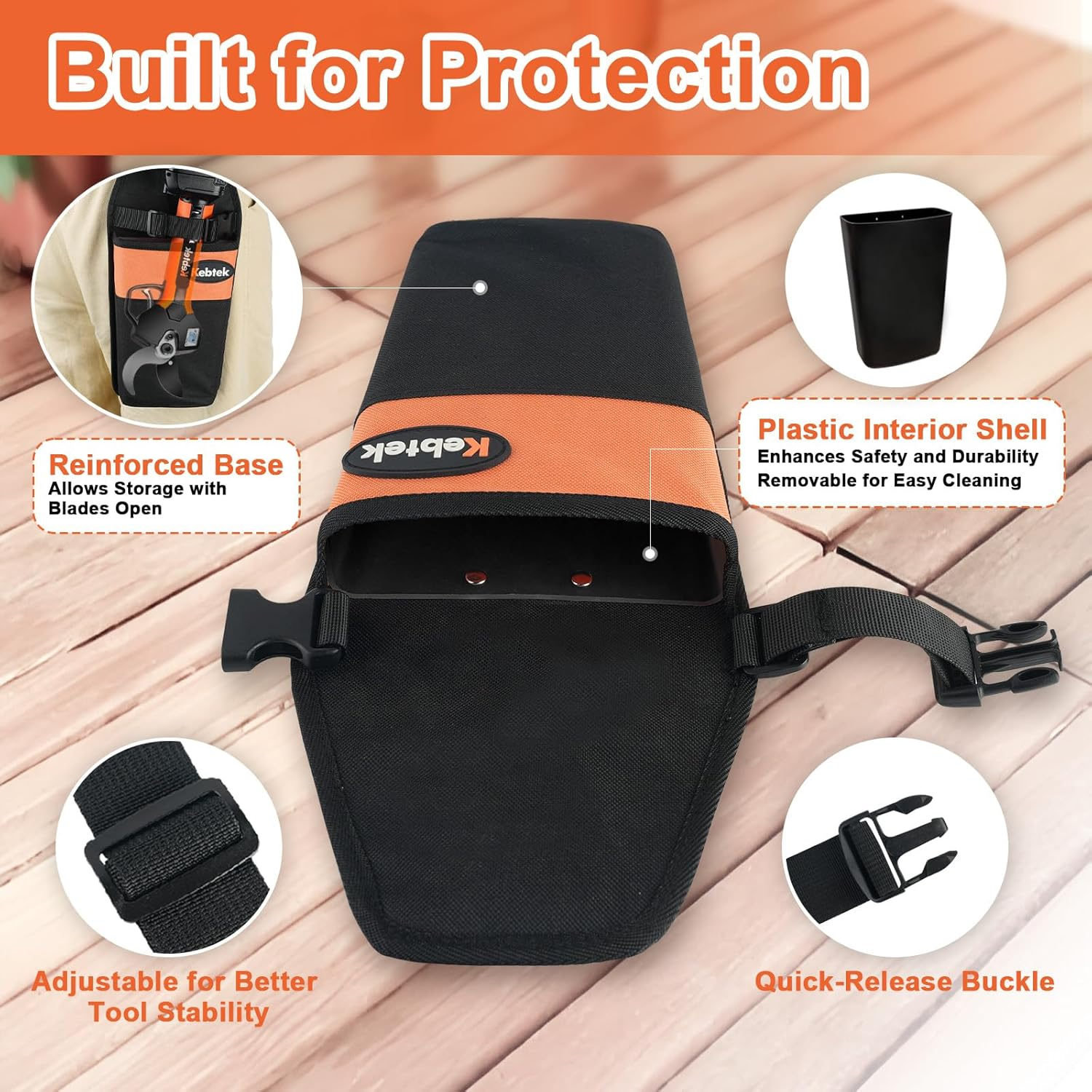 Kebtek Durable Tool Pouch for Pruning Shears Thicker Version Plastic Liner Added Pruner Holster with Belt Adjustable Quick Release and Fix Magnetic Buckle Convenient for Orchardist Farmer image number 4
