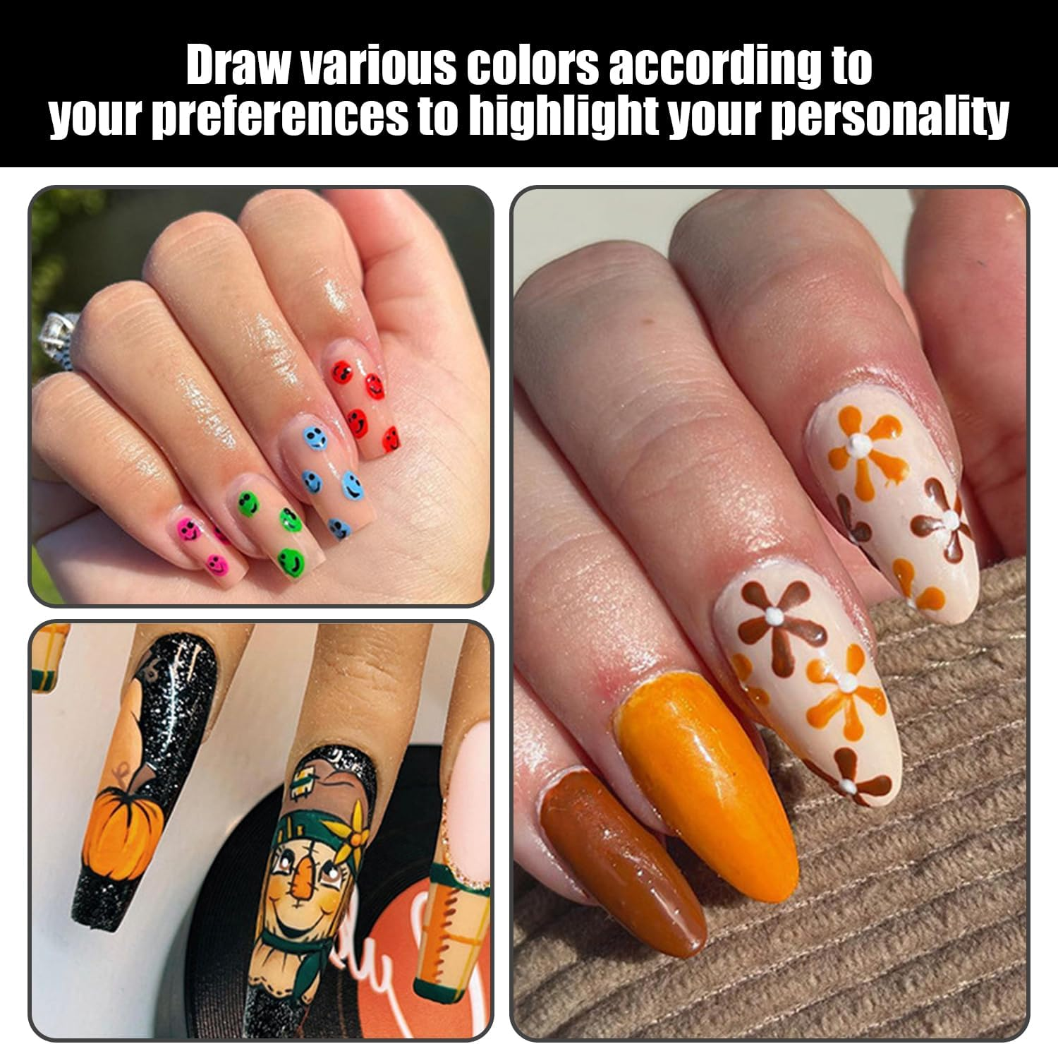 Pack of 10 Double Sided Nail Art Paint Pens, Nail Art Graffiti Pens, Nail Art Tools, Quick Drying Waterproof Paint Pens, DIY Painting Supplies, Nail Art Decoration Pens image number 3