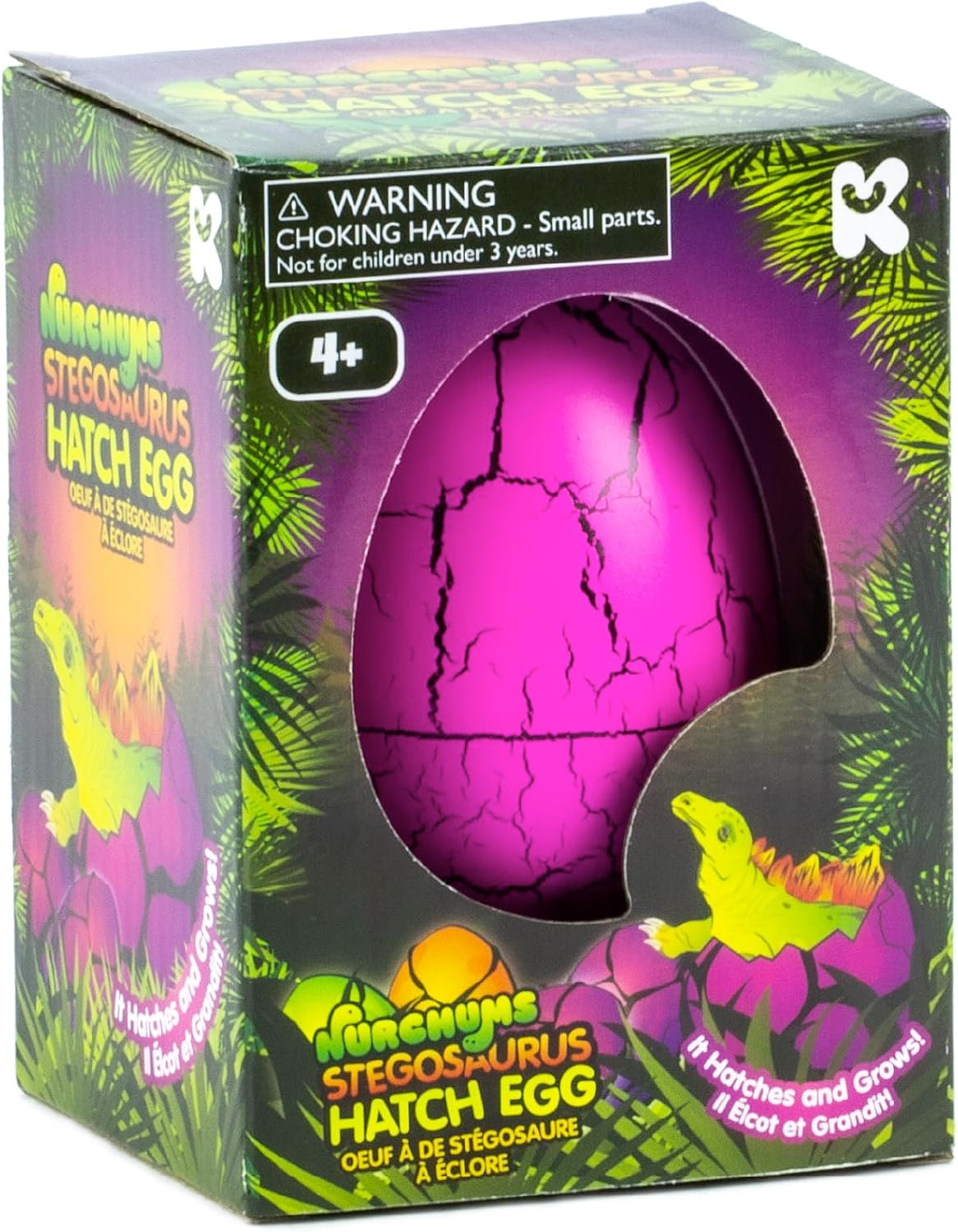 Keycraft Nurchums Dinosaur Hatching Egg - Just Add Water & Watch It Grow, Fun & Educational Toy for Kids, Purple Stegosaurus Egg image number 4