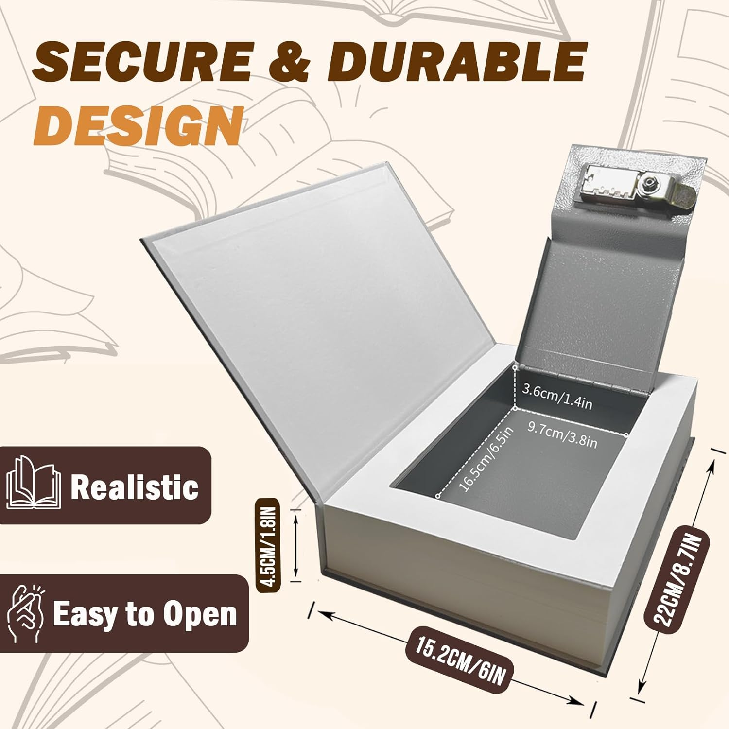 Genuine Paper Transfer Book Safe: Secret Hidden Safe, Combination Lock Included - Metal Safe Box and Protect Your Valuables inside an Authentic Paper Book, 8.7"&times;6"&times;1.8" (Paris) image number 4