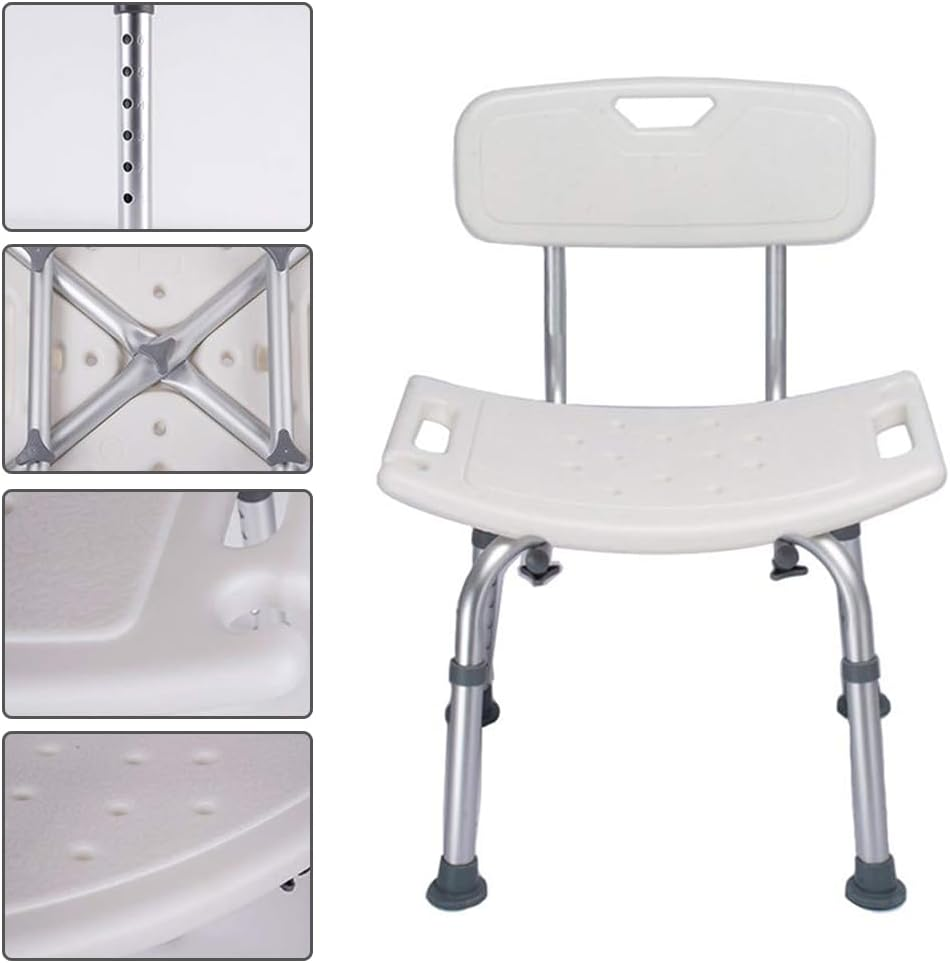 Heavy Duty Shower Seat for Elderly Alumibath, Shower Chair with Back 78-82 Cm Shower Stool with Shower Head Holder Bathroom Stool Chair Ergonomic Aid for Disabled image number 6