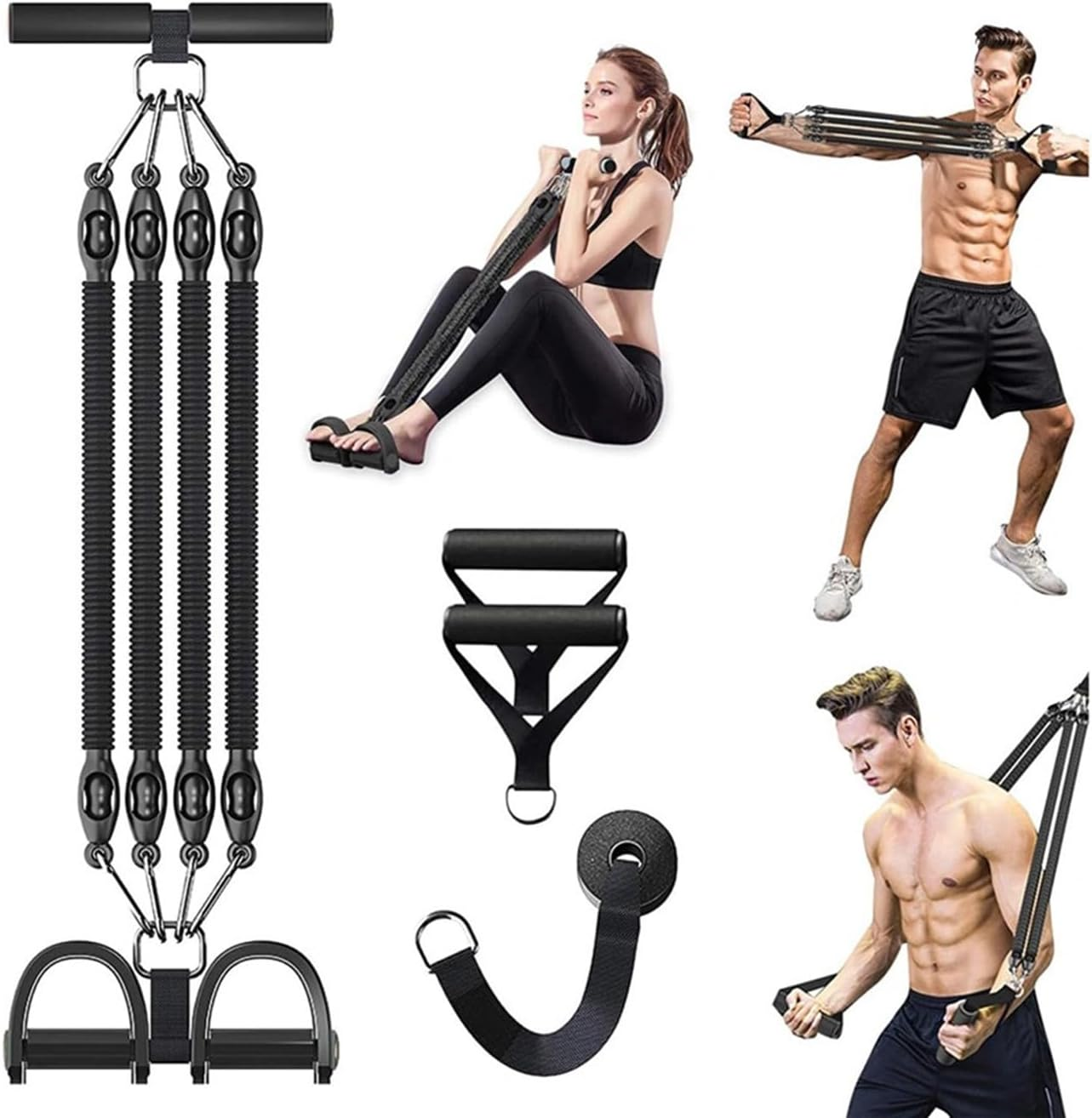 JIUSEGE Pedal Resistance Band Set &ndash; Multifunctional Tension Rope with Handles & Pedal Puller &ndash; Elastic Exercise Bands for Waist, Arm, Leg Training &ndash; Home Fitness Equipment for Full Body Workout image number 3