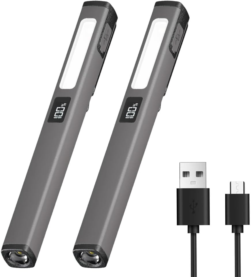 Calenxy Pack of 2 LED Pen Lamp with Magnet, COB Work Light, Rechargeable, 6 Modes, Portable Inspection Lights with Magnetic Clip for Emergencies, Repairs and Outdoor Lighting image number 5
