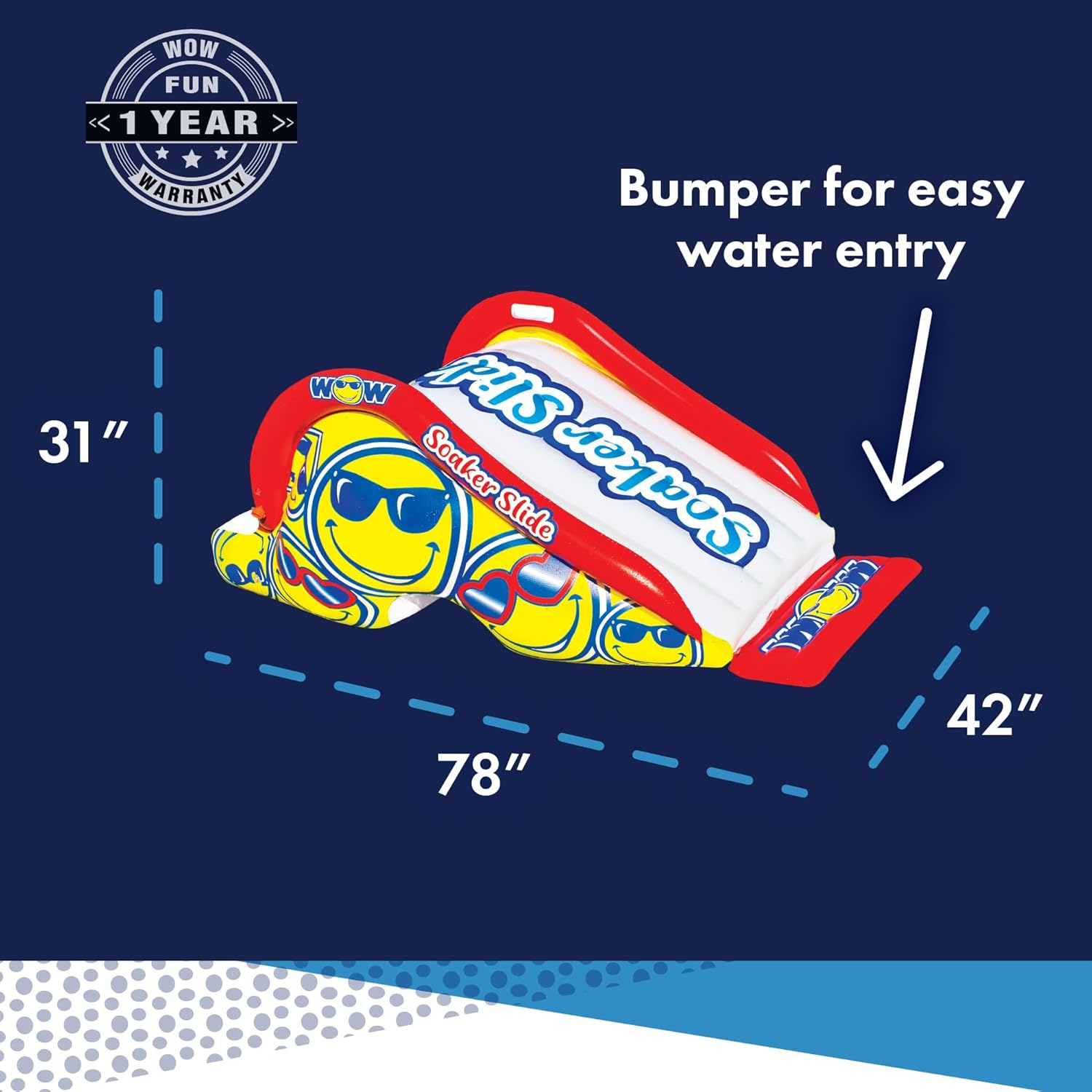 WOW Sports Soaker Splash Pad Slide (Slide Only), Inflatable Water Slide for Splash Pads, Slide for Backyard Watersports, Splash Pad Accessory Multicolor image number 2