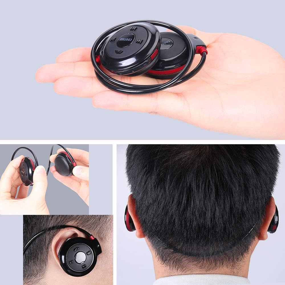 Cootree Wireless Headphone Sports Headset with Built in Microphone,Bluetooth Headphones behind the Head,Foldable and Carried in the Purse, Black/Red image number 6