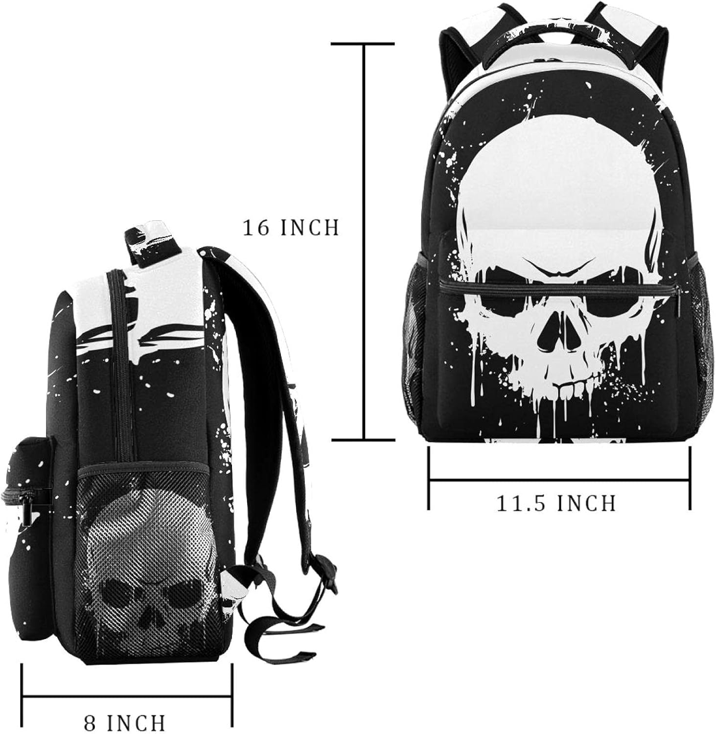 Grunge Skull Backpack Students Shoulder Bags Travel Bag College School Tote Backpacks