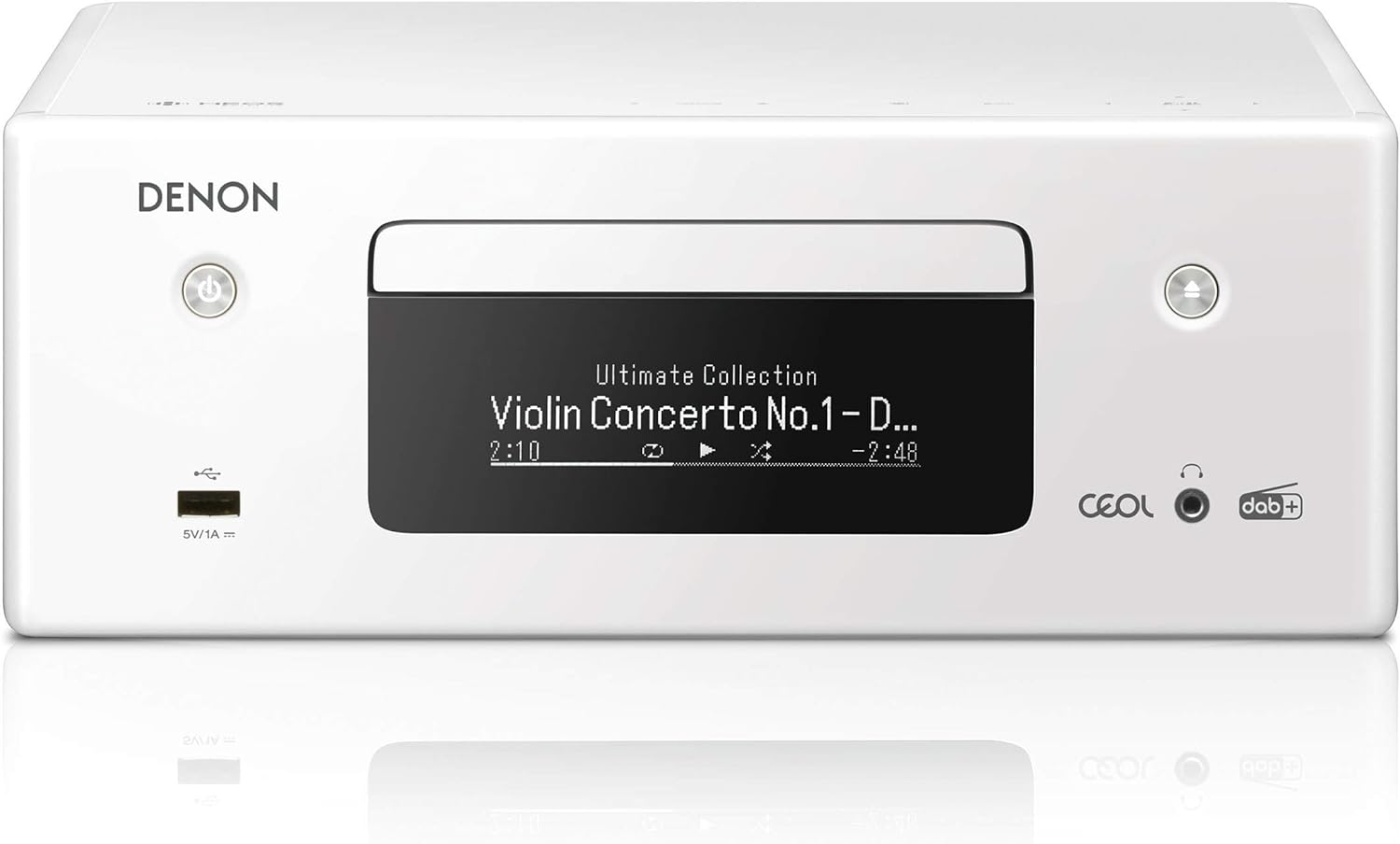 Denon CEOL-N11 DAB Audio Receiver with CD Player, Hifi Amplifier for TV Sound, Bluetooth, 2X Optical Input, DAB+, Google Assistant / Siri / Alexa Compatible, Music Streaming, HEOS Multiroom &ndash; White