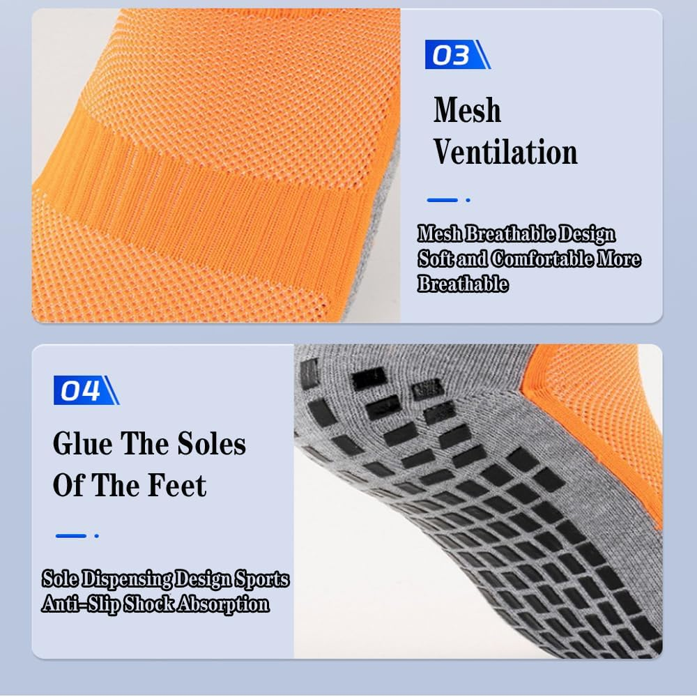 Men'S Sports Socks 3/5 Pairs of Men'S Mid Length Soccer Socks, Colored anti Slip and Grip Sports Soccer Basketball Socks image number 5