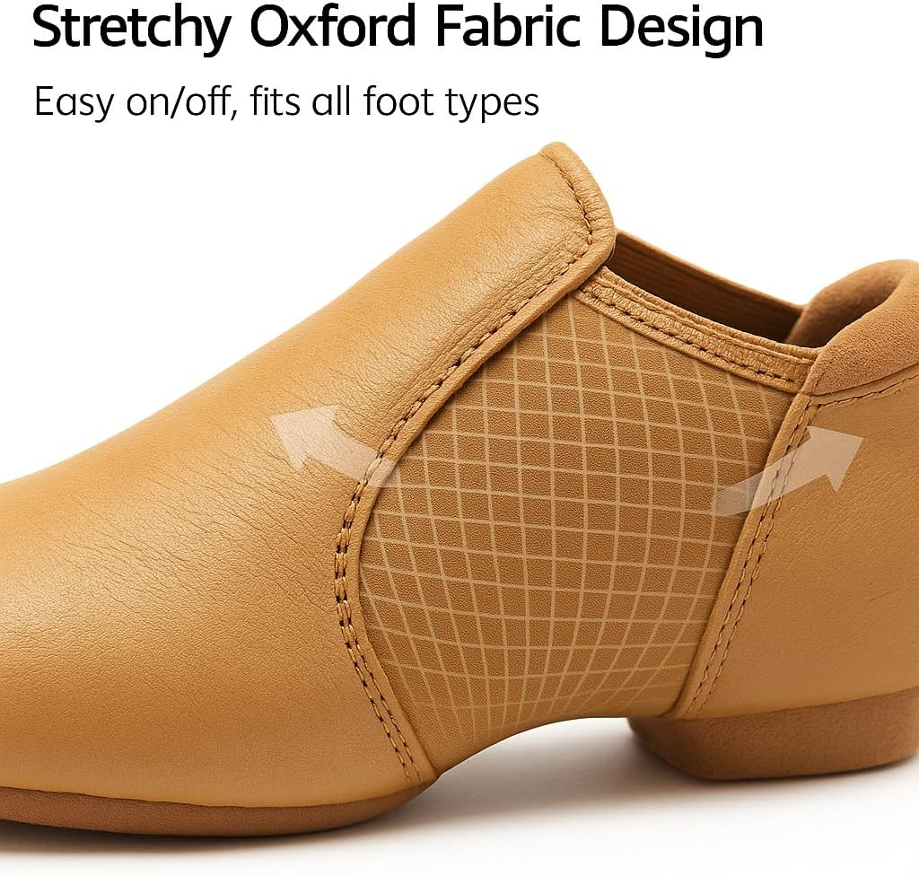 Jazz Shoes for Girls: Leather Dance Shoes for Women - Slip-On Dancing Shoe for Unisex Adult and Boys