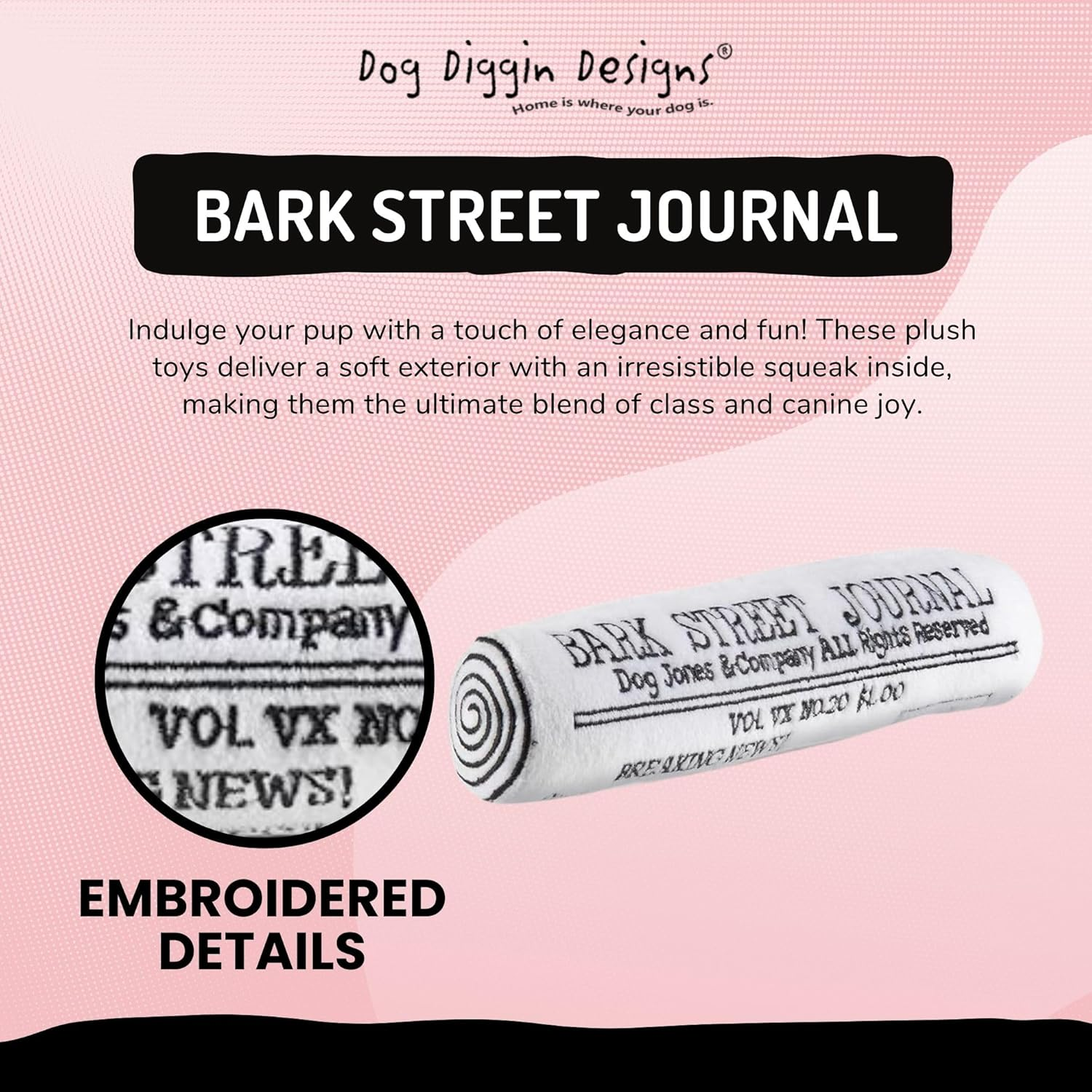 Dog Diggin Designs Runway Pup Collection | Unique Squeaky Plush Dog Toys - Pr&ecirc;t-&Agrave;-Porter Dog Bones, Balls & More image number 5