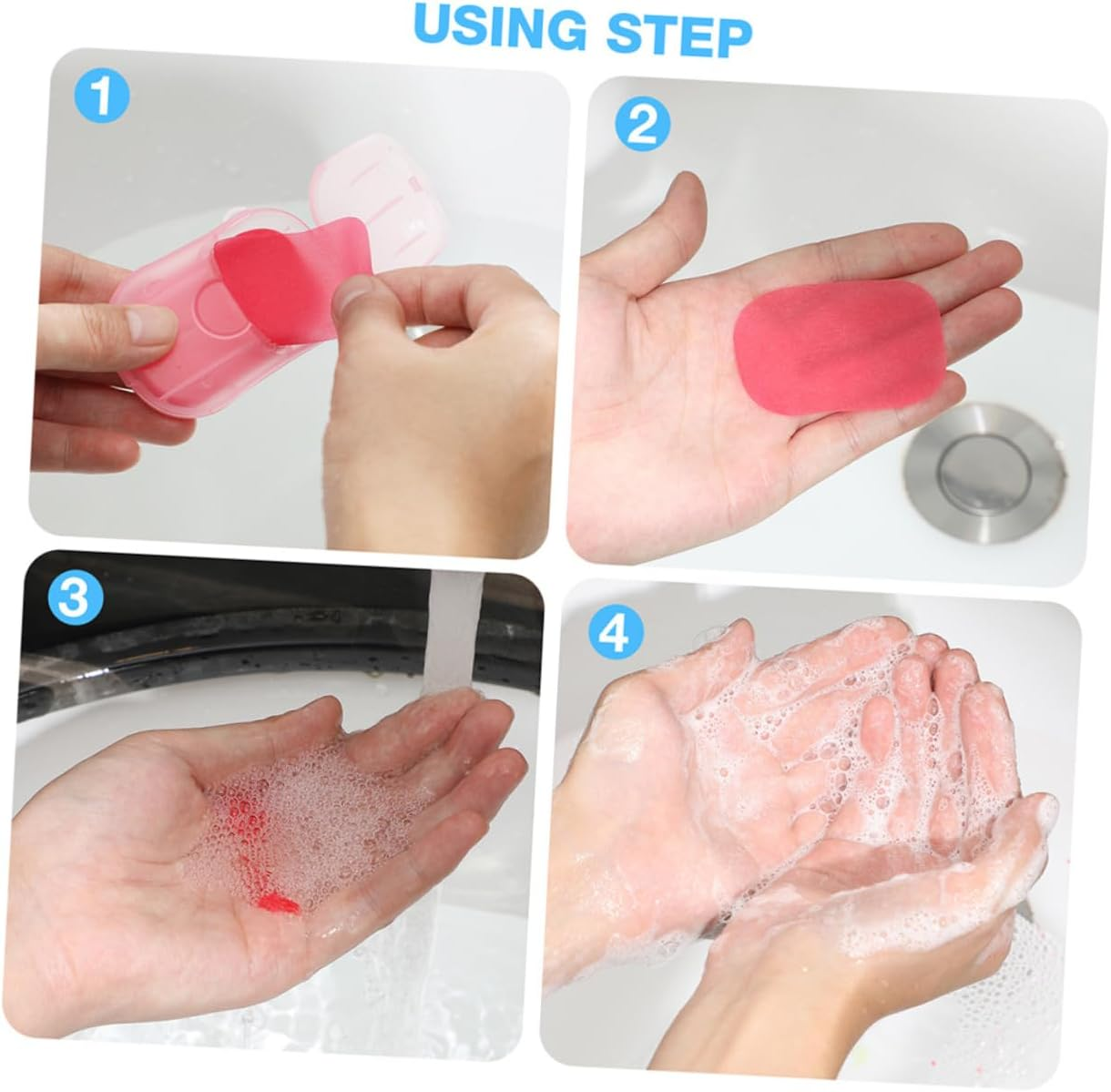 EXAOMBLE 12 Boxes Travel Soap Slices Portable Hand Washing Soap Sheets with Storage Box Fragrances for Outdoor Camping Hiking Hotel and Public Restroom Use image number 2