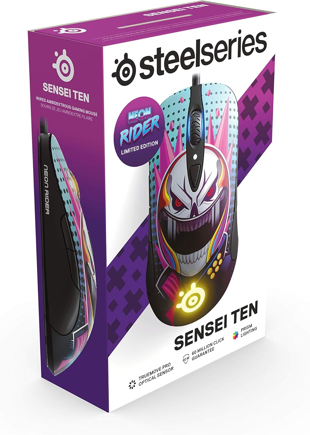 Steelseries Sensei Ten Neon Rider Edition Gaming Mouse &ndash; 18,000 CPI Truemove Pro Optical Sensor &ndash; Ambidextrous Design &ndash; 8 Programmable Buttons &ndash; 60M Click Mechanical Switches &ndash; RGB Lighting image number 4