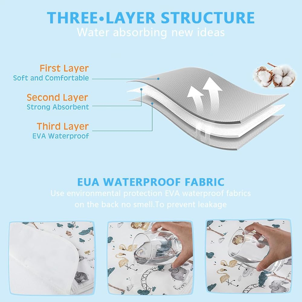 4-Pack Waterproof Baby Changing Mats &ndash; Reusable Washable Diaper Changing Pads for Newborns, Infants & Toddlers, Ultra Absorbent Bed Pads for Baby and Kids (35&times;45Cm) image number 4